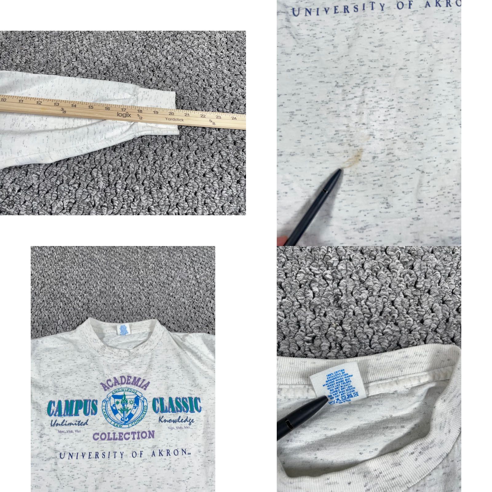 Velva Sheen VINTAGE Velva Sheen University Akron Long Sleeve T-Shirt Adult Large Marled Gray Graphic 90s Retro Mens Size US L / EU 52-54 / 3 - 8 Thumbnail