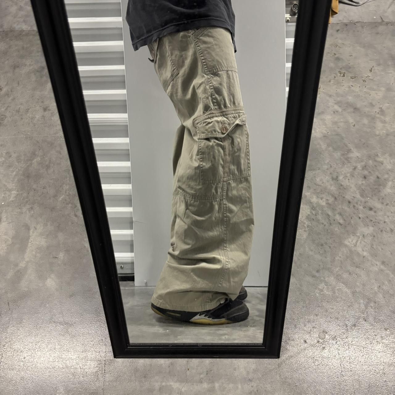 Japanese Brand × Vintage Crazy Vintage Y2K:2000s Baggy Khaki Cream Streetwear Skater Style Cargo Pants! Size US 36 / EU 52 - 2 Thumbnail