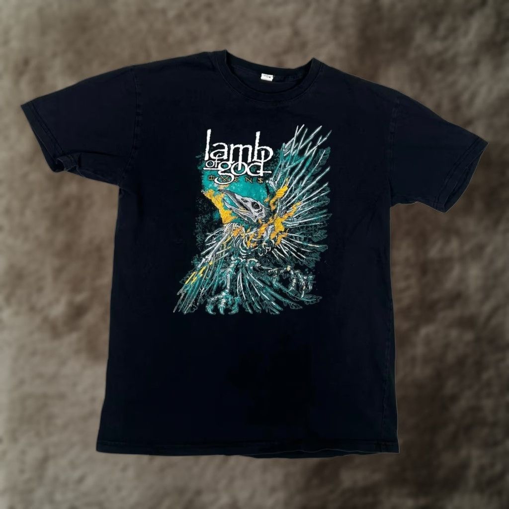 Vintage Lamb Of God Omens Tour T-Shirt Women's Large Black Graphic Print Front Back Lamb Of God Logo Killswitch Engage Concert Metal Shirt XS? Size L / US 10 / IT 46 - 1 Thumbnail