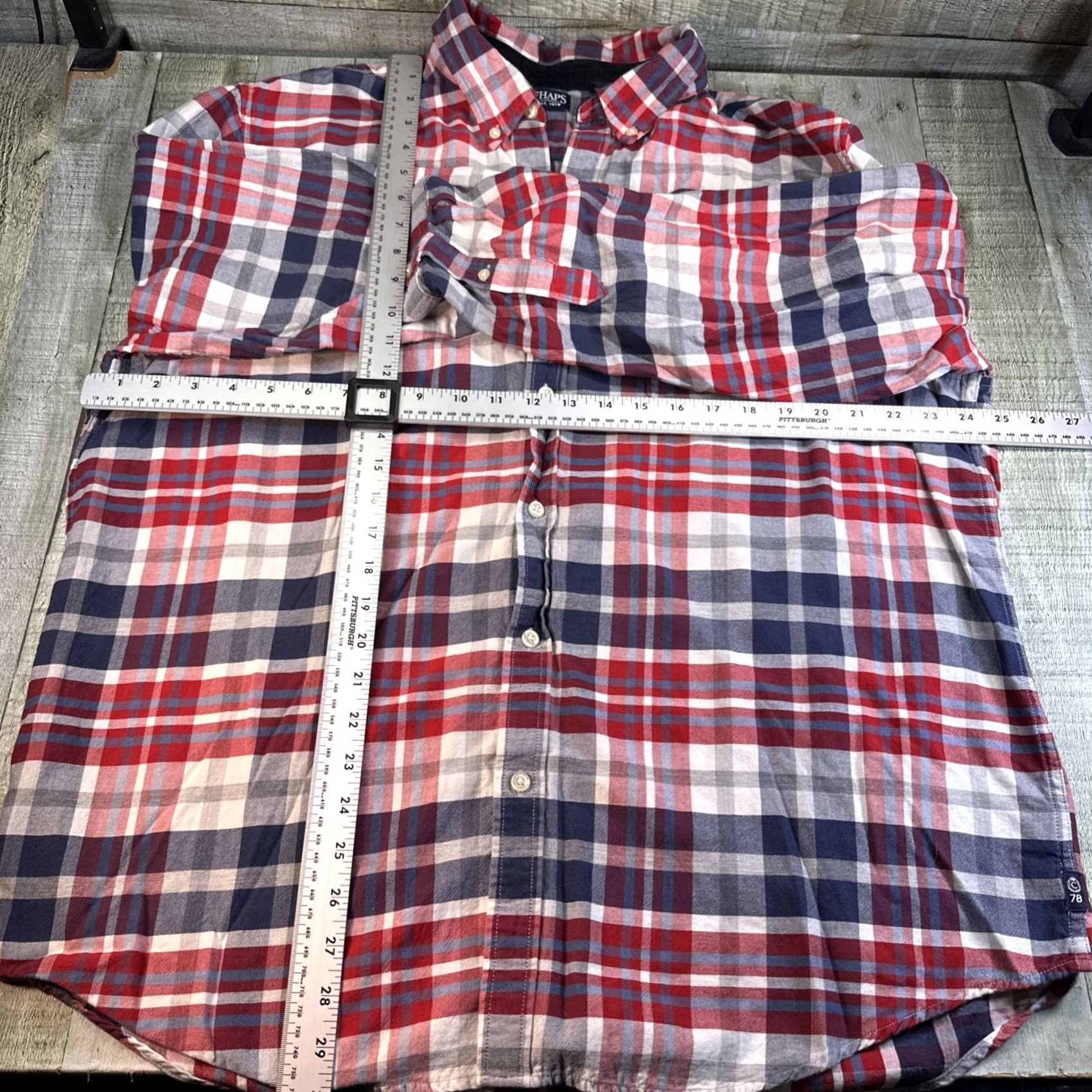 Chaps Chaps Button-Up Shirt XL Blue Plaid Flannel Easy Care with Pockets, Curated for Men Size US XL / EU 56 / 4 - 3 Thumbnail
