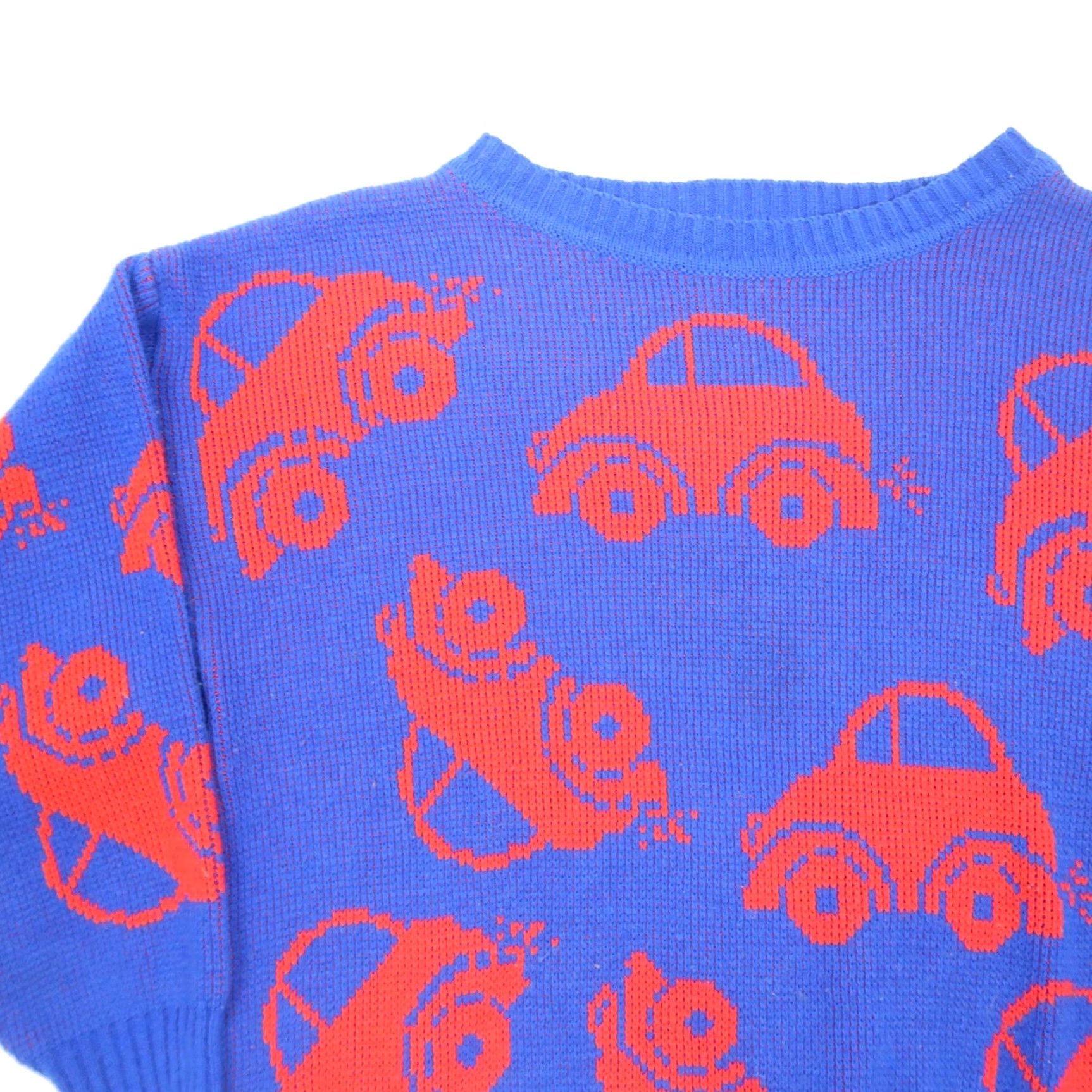 Vintage VINTAGE Fetagetti Car Print Sweater Blue Red 80s Women L Knit Crew Neck Long Sleeve Pullover Casual Autumn Winter 80s Cars Ladies Size L / US 10 / IT 46 - 2 Thumbnail