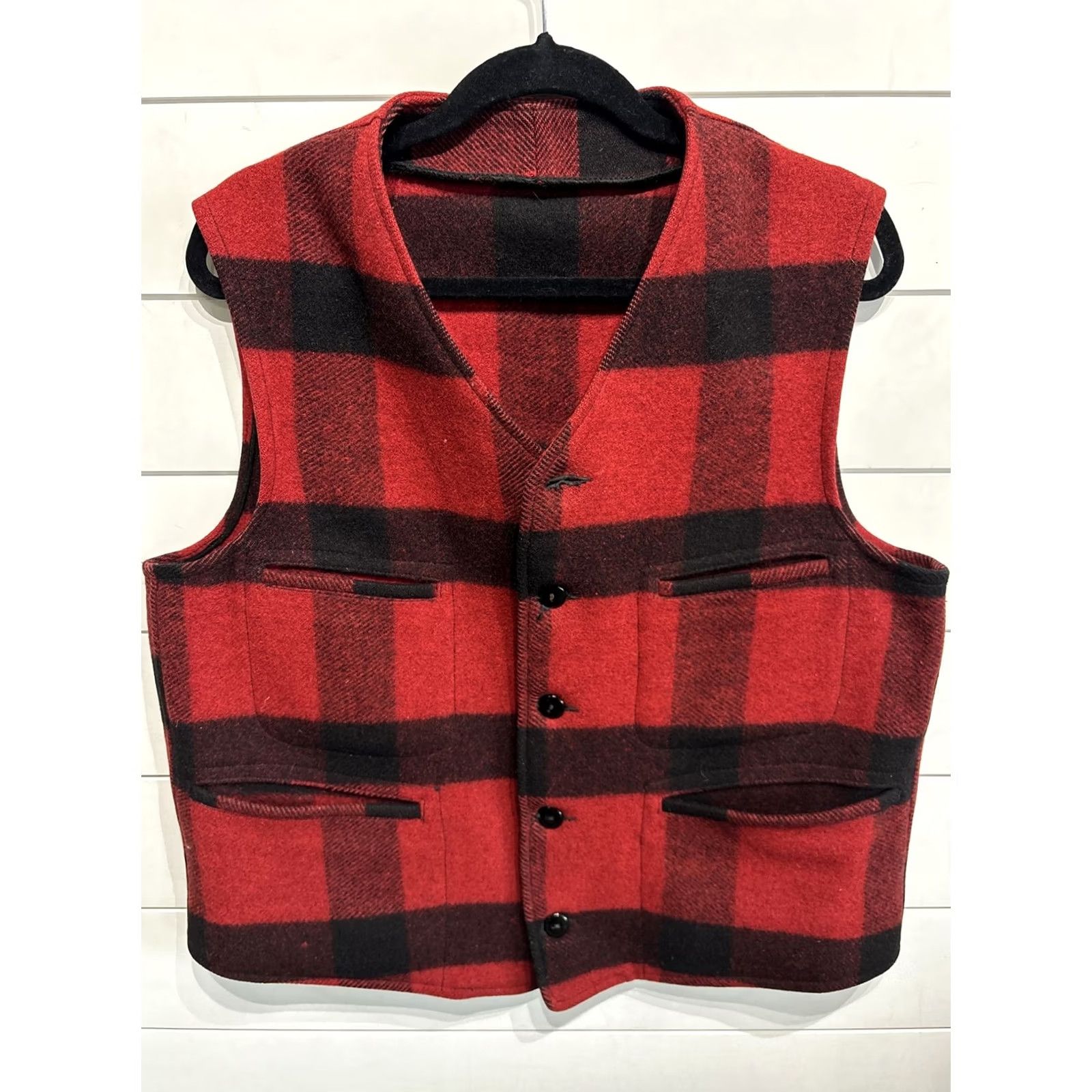 Chippewa VINTAGE Chippewa Woolen Mills Vest Mens Large Wool Western Rancher Plaid Buffalo Red Size US L / EU 52-54 / 3 - 2 Thumbnail