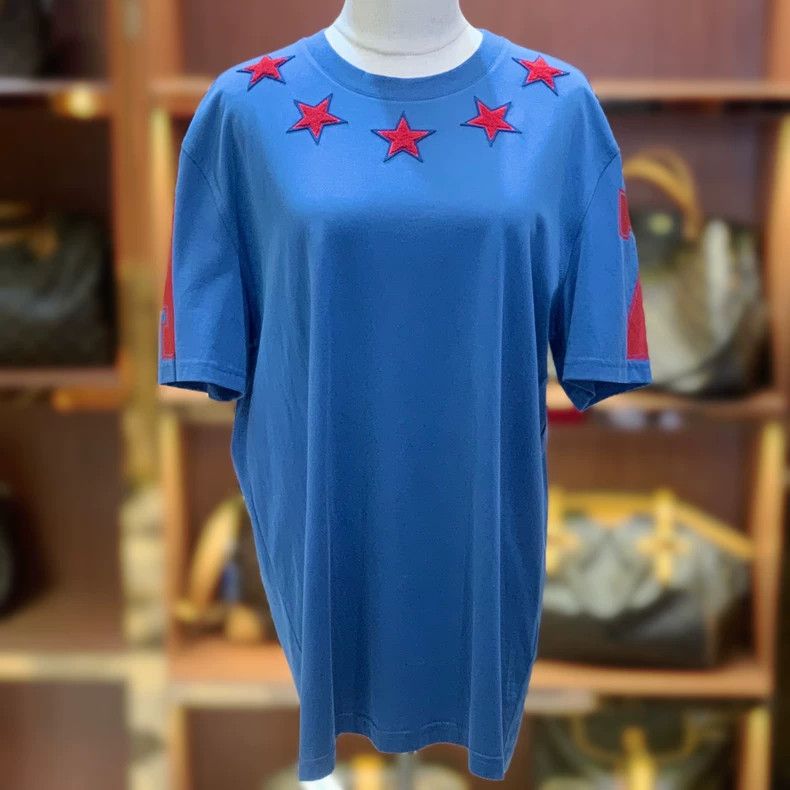 GIVENCHY Blue Star Embroidered T-Shirt - dmc