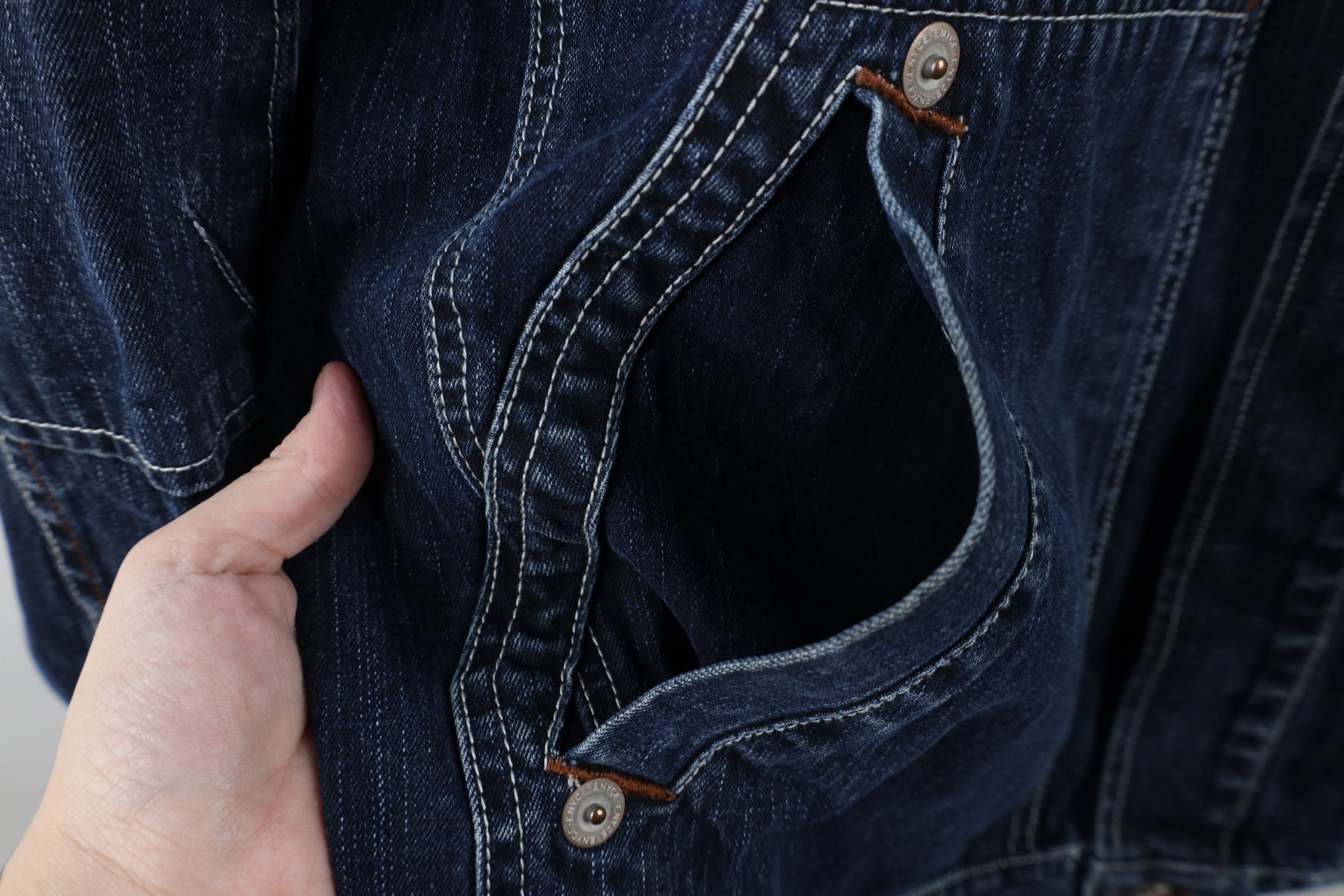 Vintage Vintage 90s Y2K Enyce Hip Hop Denim Jean Trucker Jacket Blue Size US XXL / EU 58 / 5 - 6 Thumbnail