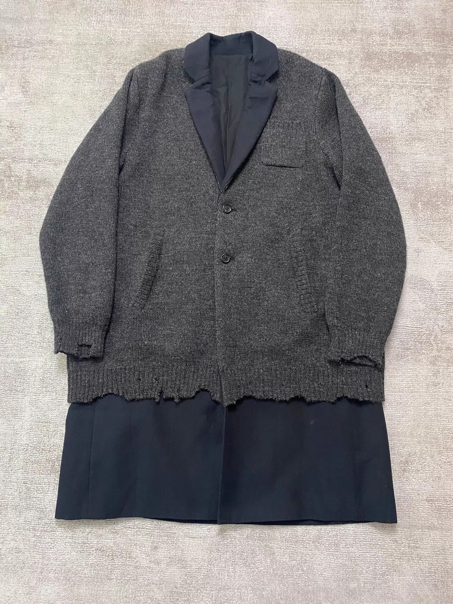 Undercover Black Layered Long Coat with Knit Detail Size US M / EU 48-50 / 2 - 1 Thumbnail