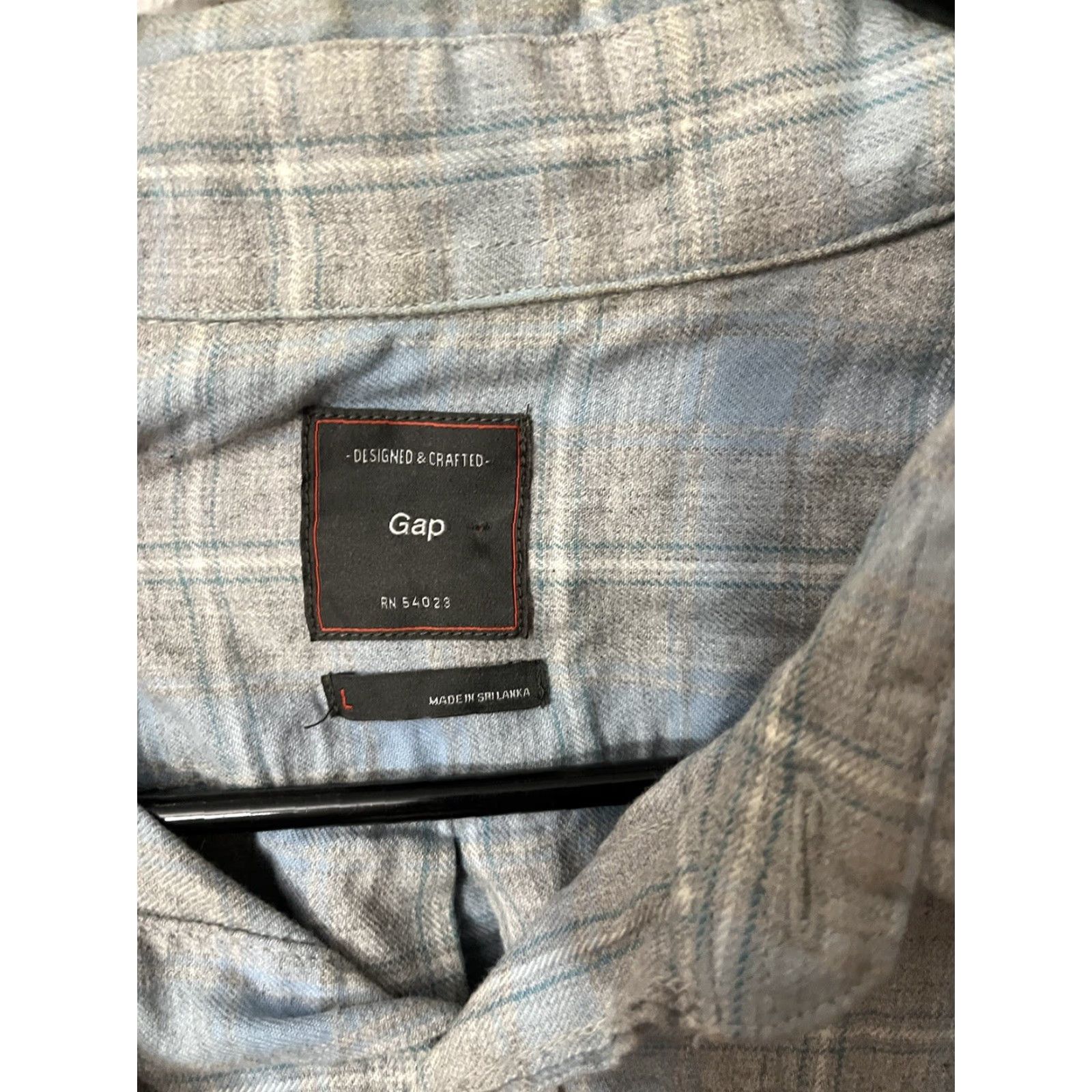 Gap gap men Soft Blue gray Plaid Button shirt Size Large Size US L / EU 52-54 / 3 - 2 Thumbnail