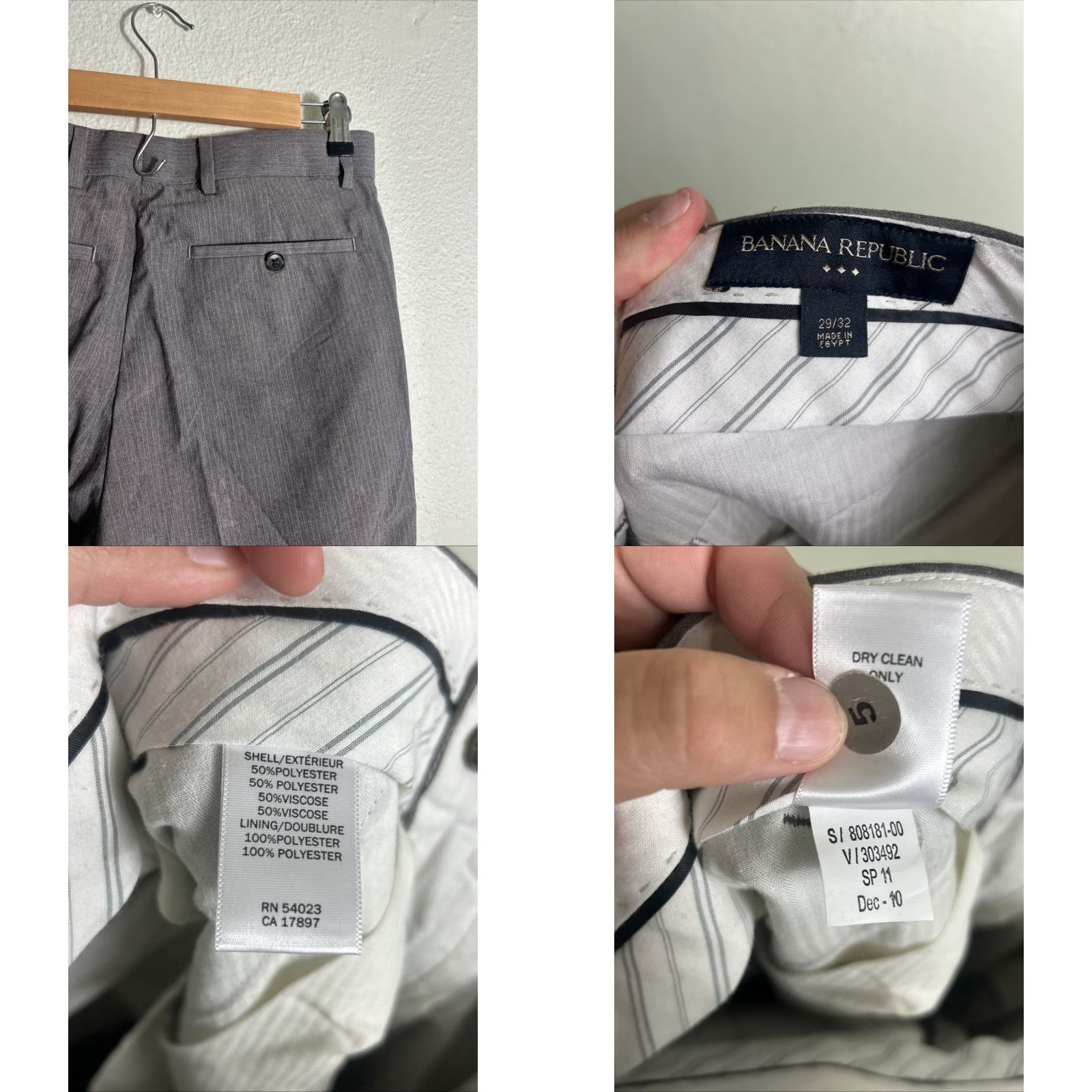 Banana Republic Banana Republic Women 29x28 Gray Pinstripe Polyester Viscose Dress Pants Size 29" - 9 Thumbnail