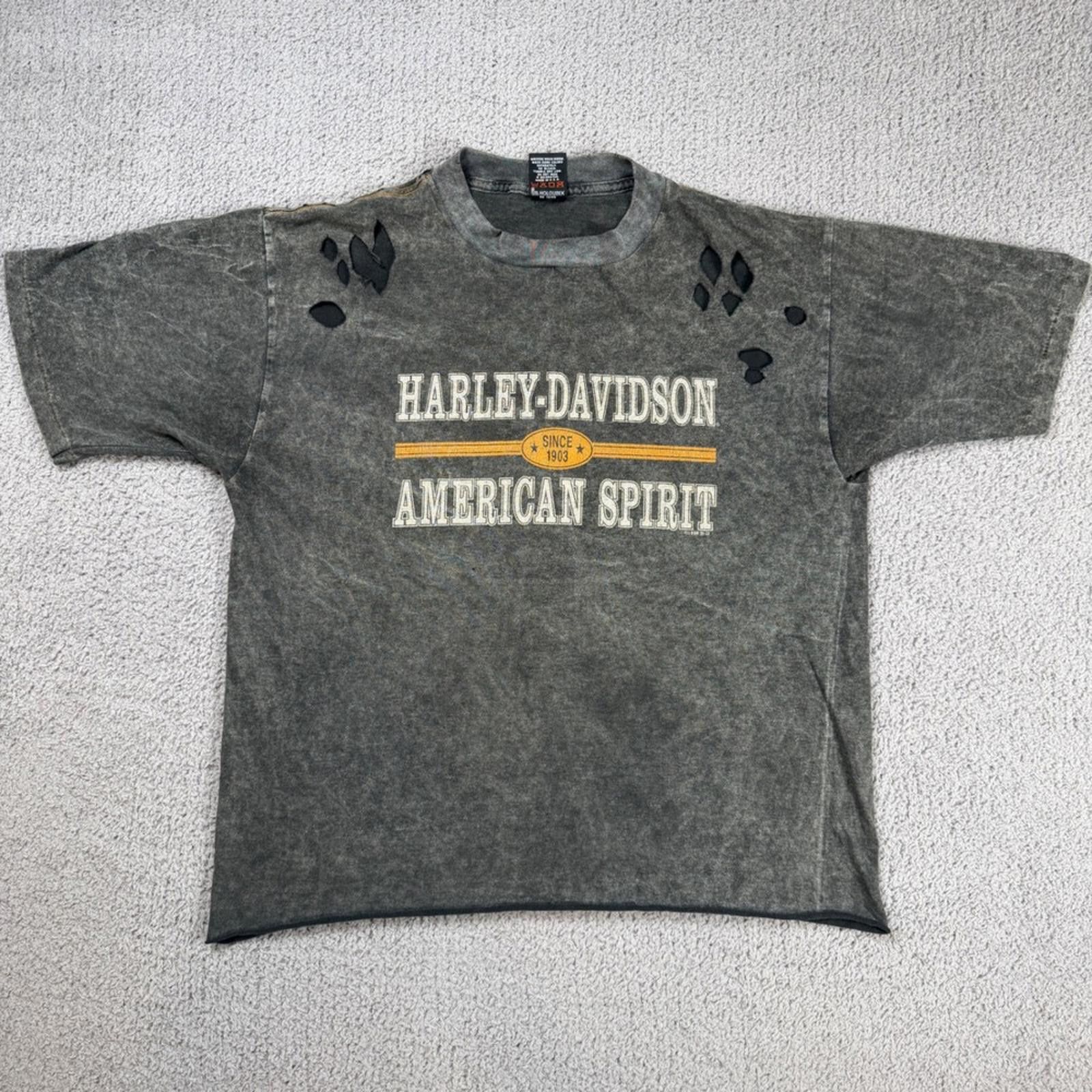 Harley Davidson 90s Vintage Harley Davidson American Spirit T Shirt Stuart Size US L / EU 52-54 / 3 - 1 Thumbnail