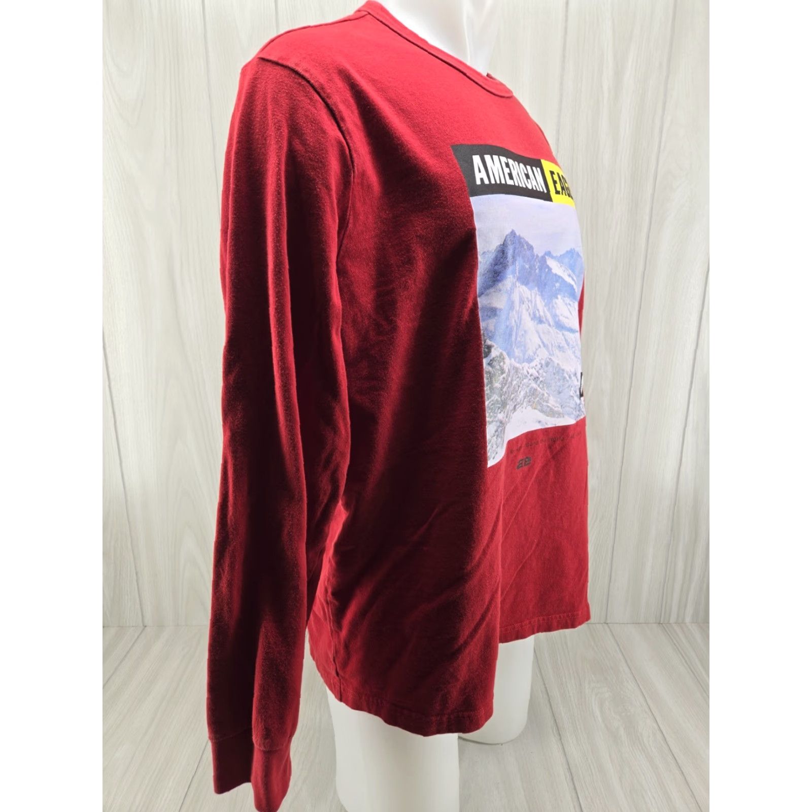 American Eagle Outfitters American Eagle Mens T Shirt XL Red Mountain Graphic Long Sleeve Crew Neck Shirt Size US XL / EU 56 / 4 - 5 Thumbnail