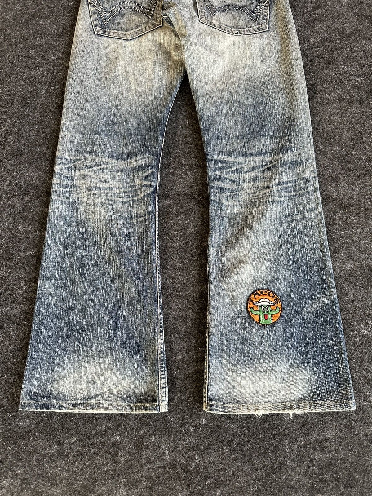 14th Addiction Edwin Blue Trip 5001 Patches Flare Vintage Denim D516 Size US 28 / EU 44 - 6 Thumbnail