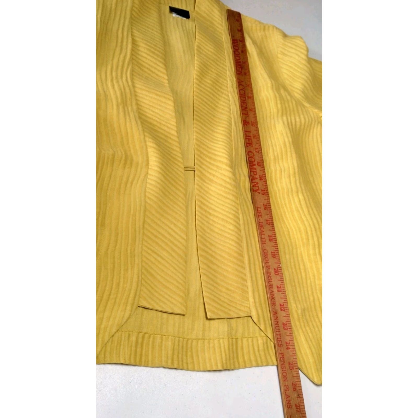 Vintage Lagenlook Women’s Gold Linen Silk Ribbed Long Sleeve Cardigan One Size Fall Spring Winter Size ONE SIZE - 6 Thumbnail