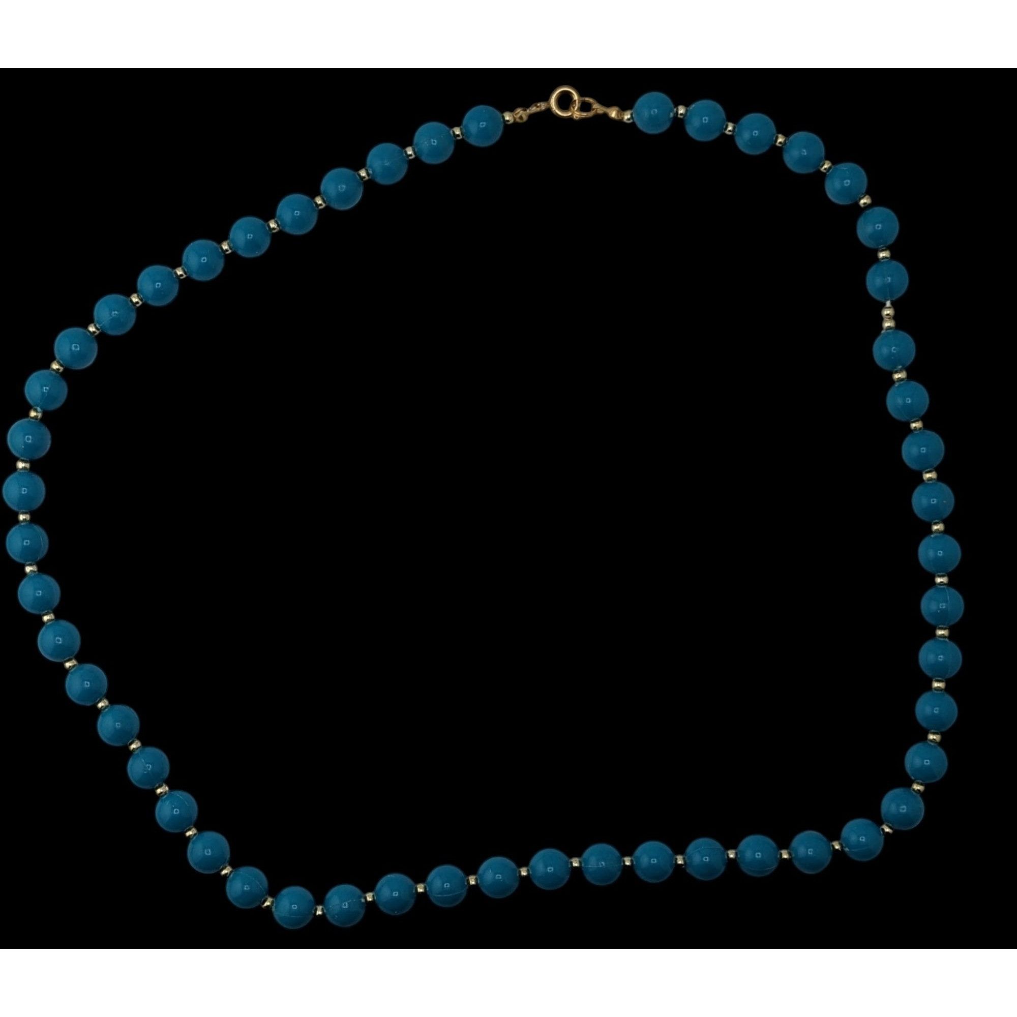 Other Vintage Retro Blue Bead Necklace With Gold-Tone Accents Size ONE SIZE - 2 Thumbnail