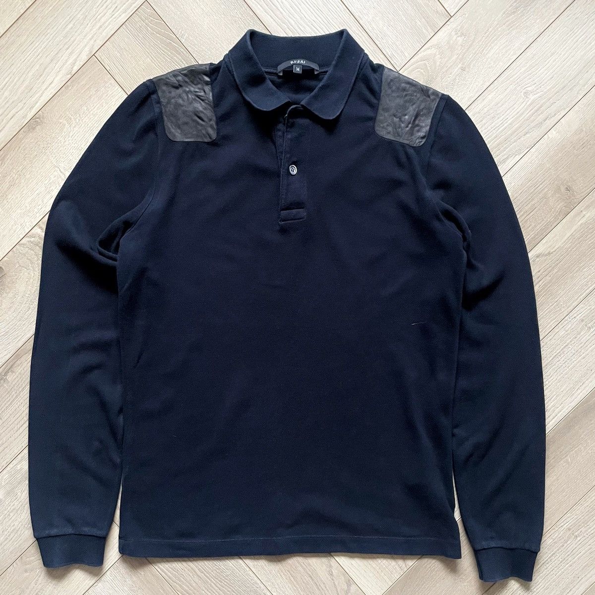 Gucci Gucci Leather Shoulder Black Polo Shirt Size US M / EU 48-50 / 2 - 4 Thumbnail