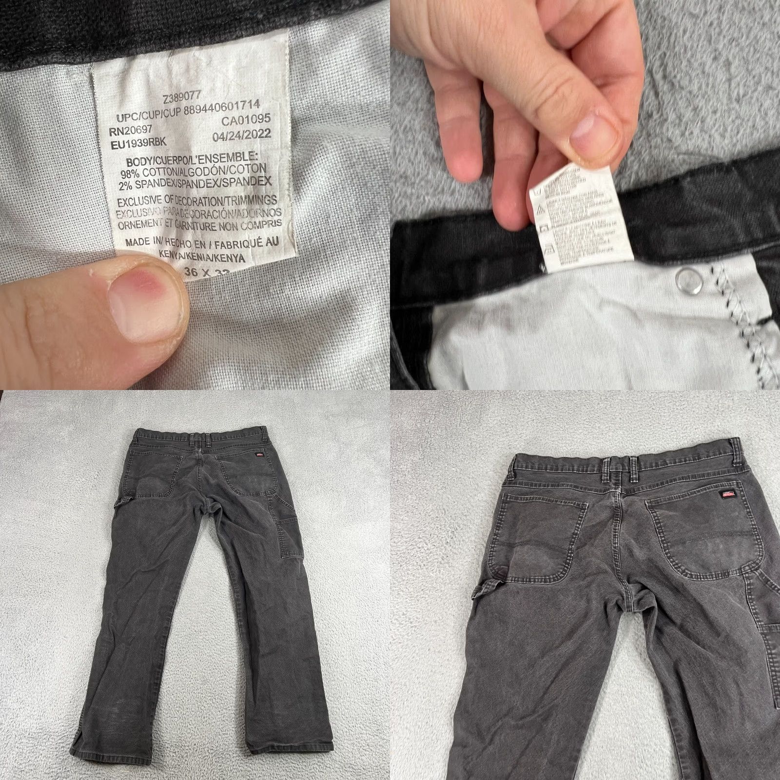 Dickies Dickies Pants Men's Size 36x32 Black Carpenter Utility Faded Skater Grunge Jean Size US 36 / EU 52 - 8 Thumbnail