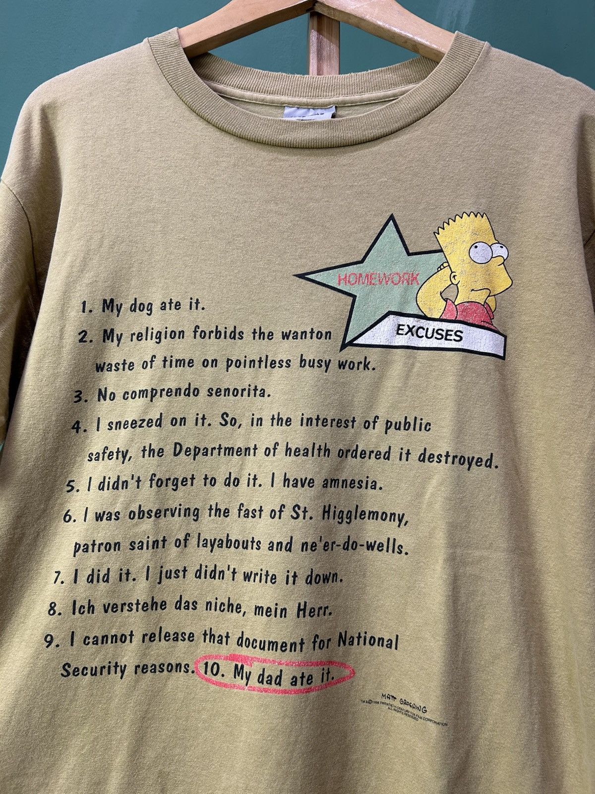 The Simpsons The Simpsons Bart Homework Excuses Stanley Desantis 1998 Size US M / EU 48-50 / 2 - 2 Thumbnail