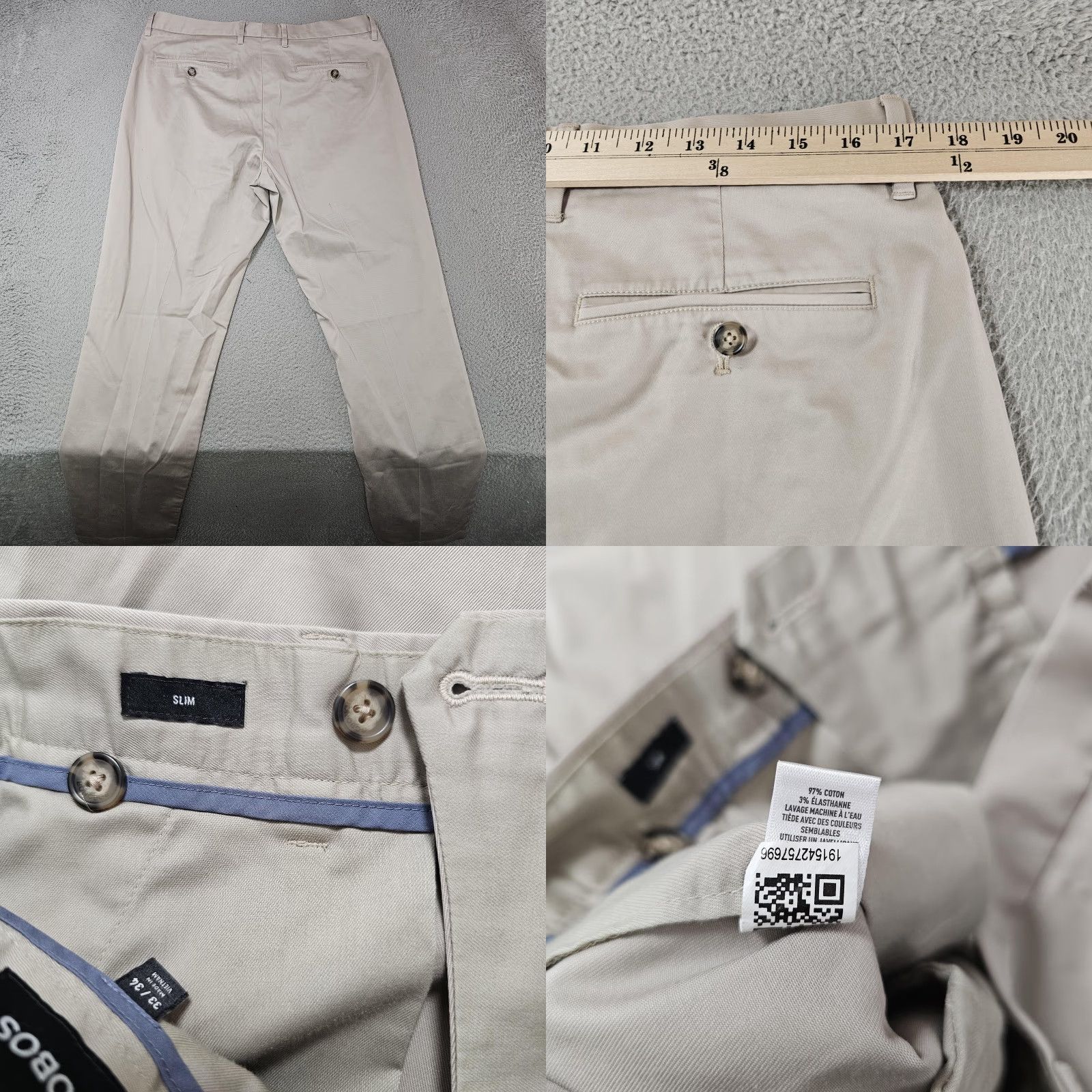 Bonobos Bonobos Pants Mens 33x34 Chino Slim Fit Beige Casual Business Flat Front Stretch Size US 33 - 8 Thumbnail