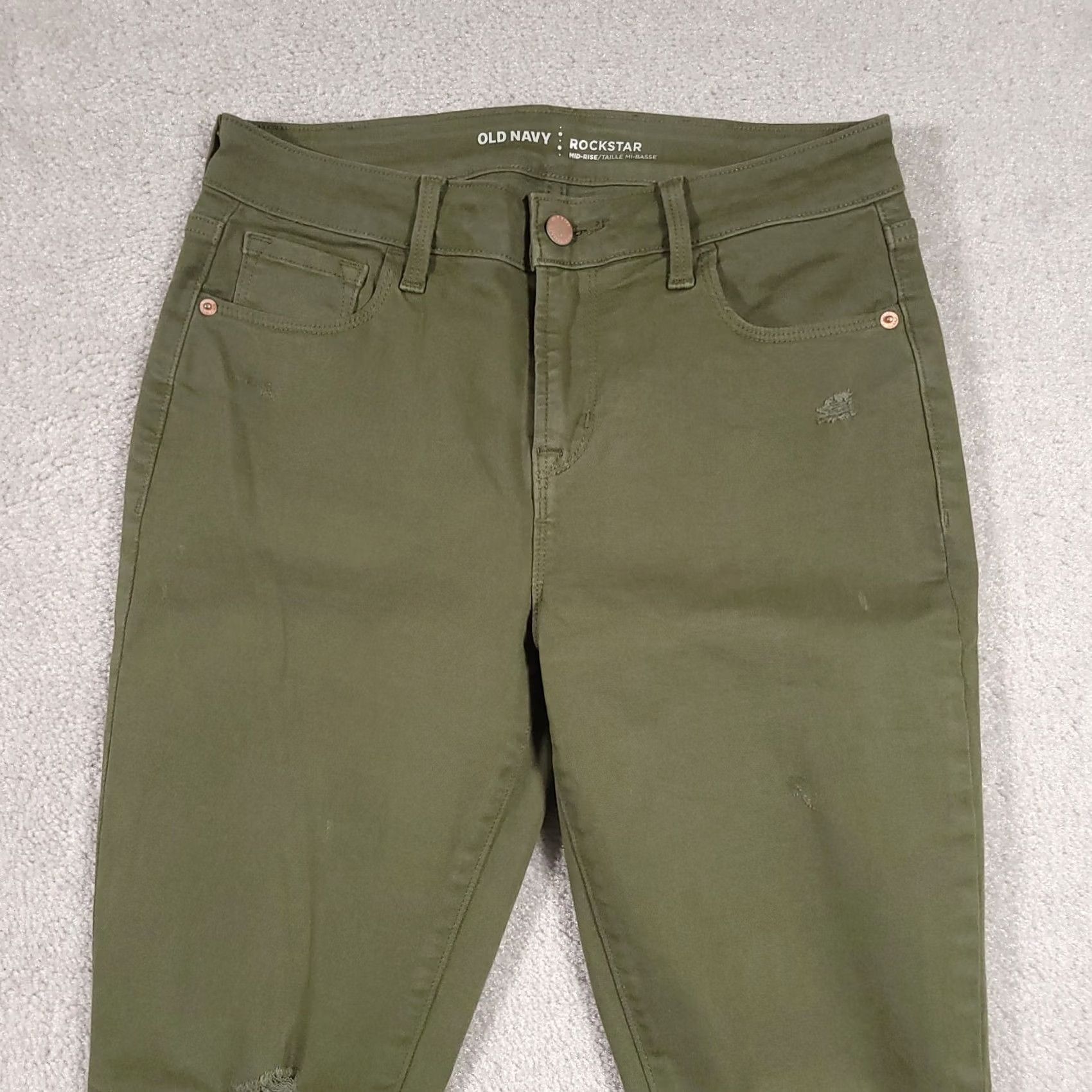 Old Navy Old Navy Rockstar Distressed Skinny Jeans Women 6 Green Mid-Rise Stretch Jeans Women Mens Boys Girls Size 28" / US 6 / IT 42 - 3 Thumbnail