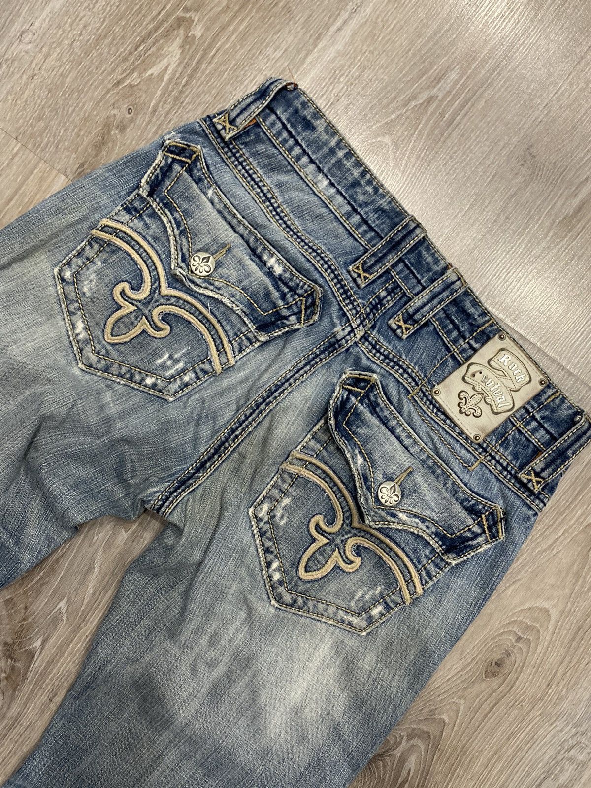 Rock Revival Vintage Rock Revival Distressed Fleur-de-Lis Denim Jeans Y2K Size US 31 - 4 Thumbnail