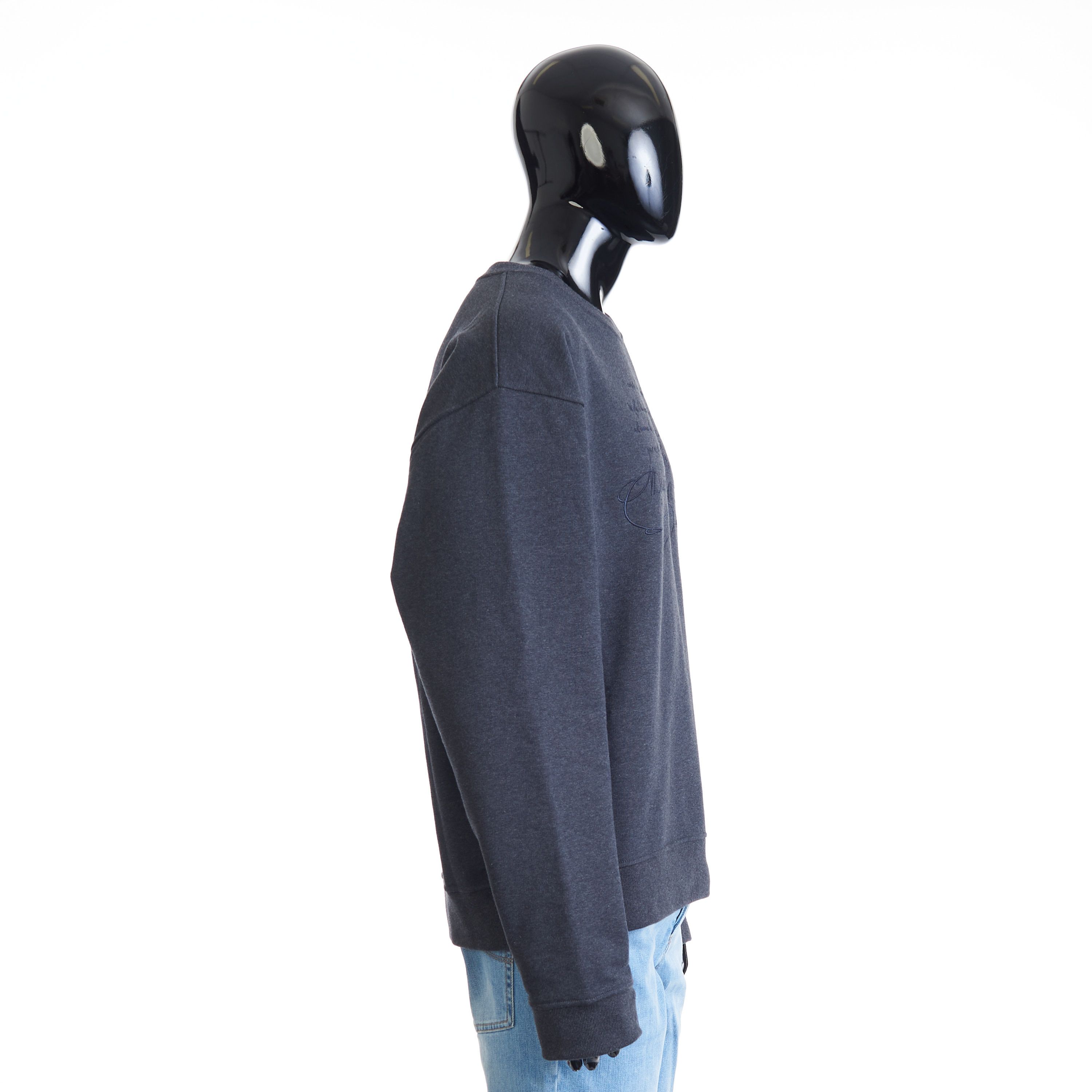 Berluti Embroidered Scritto Sweatshirt - Dark Grey Melange Size US XL / EU 56 / 4 - 7 Thumbnail