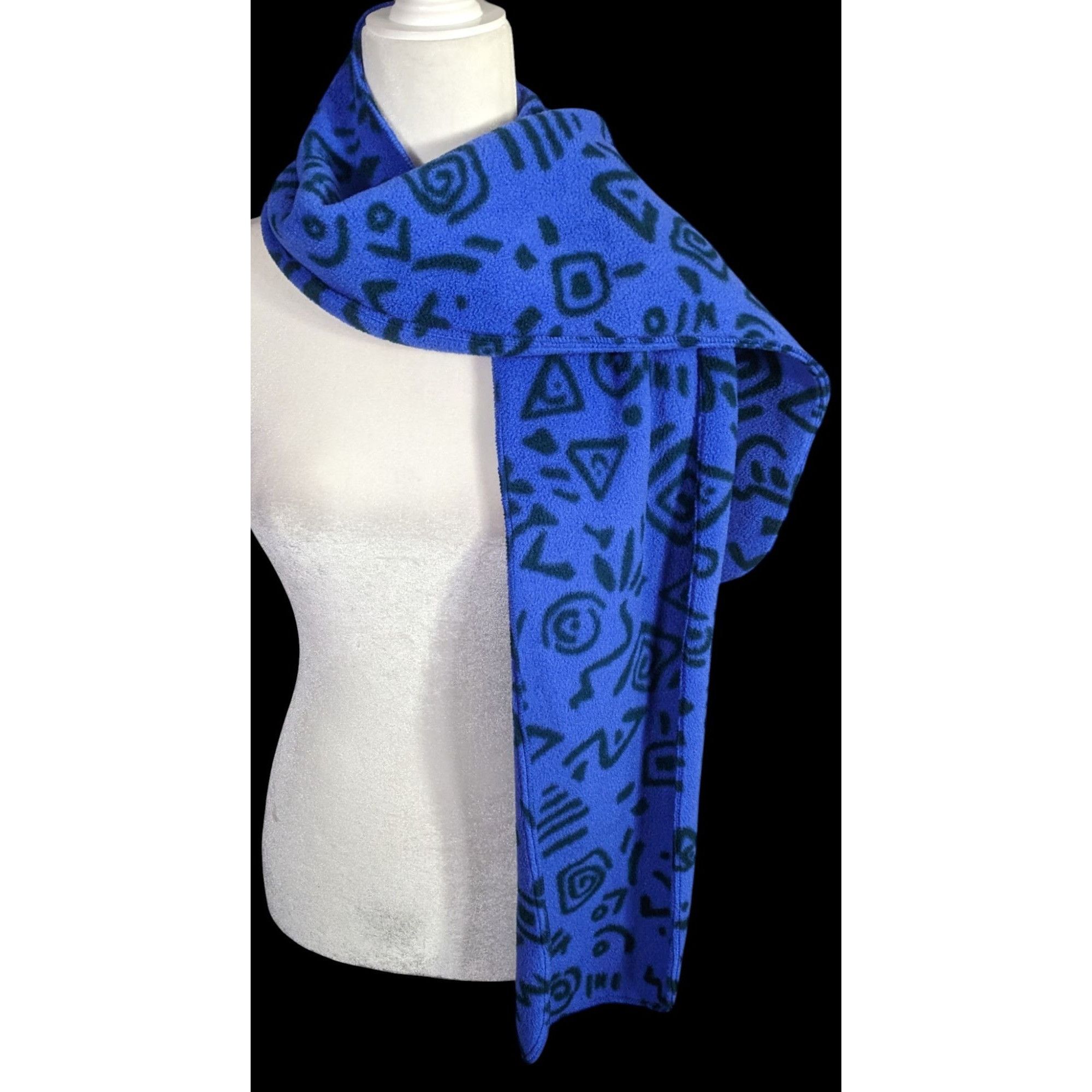 Other Vintage 90s Chinook Abstract Blue Fleece Scarf 68"x8" Warm & Size ONE SIZE - 1 Thumbnail