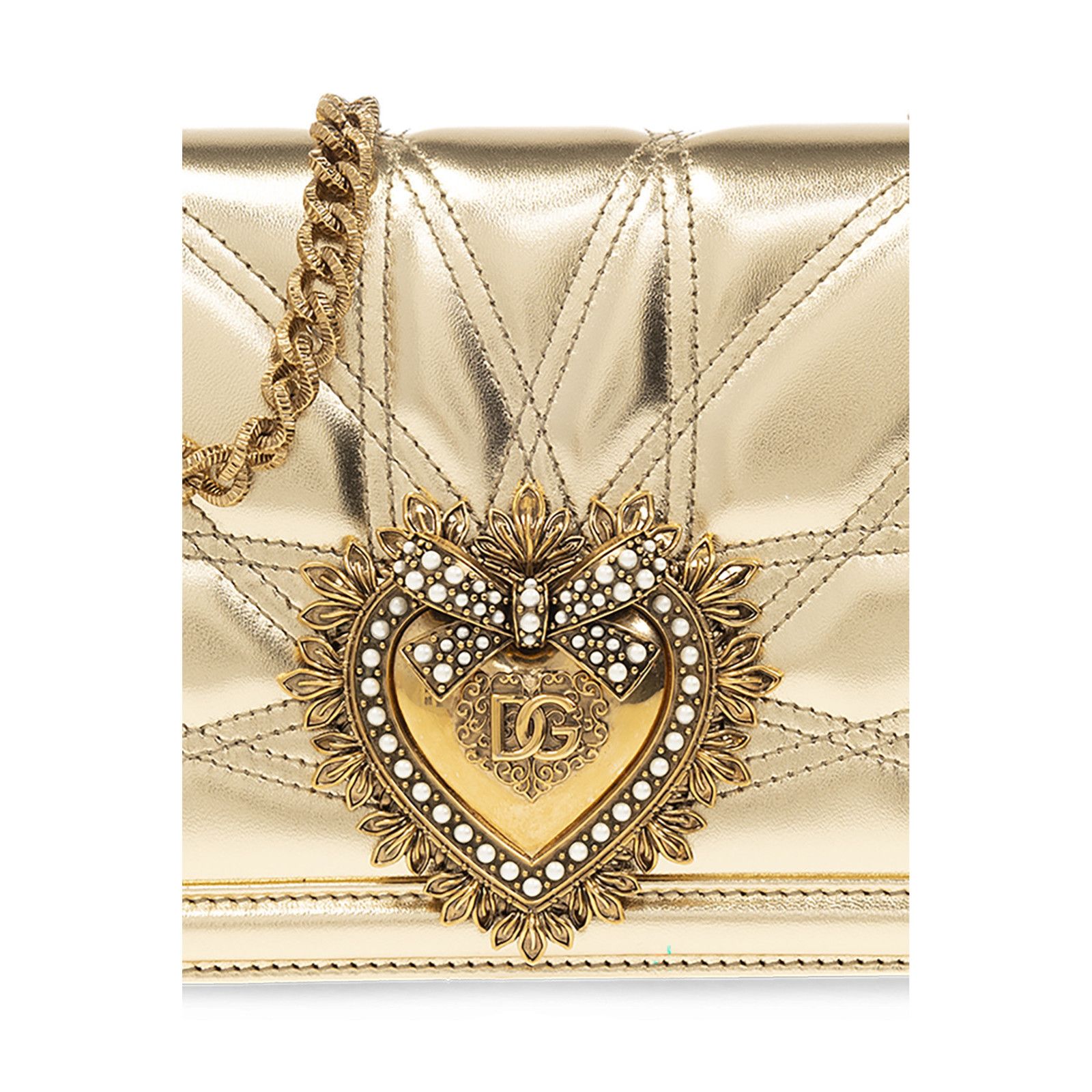 Dolce & Gabbana DOLCE&GABBANA Devotion Medium Gold Shoulder Bag New & Authen Size ONE SIZE - 5 Thumbnail