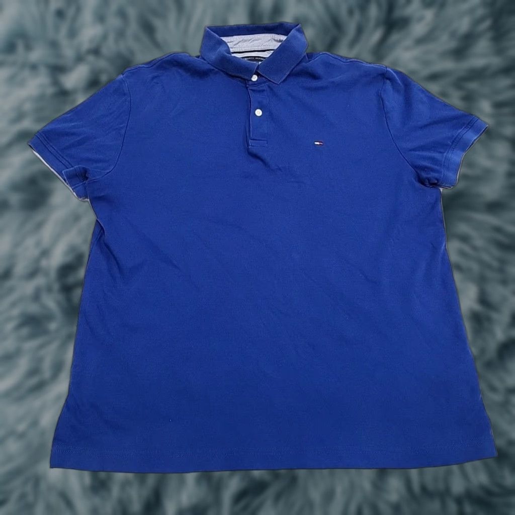 Tommy Hilfiger VINTAGE Tommy Hilfiger Polo Shirt L Men 42 in 28 in Blue Solid Short Sleeve Slimming 4 Seasons Classic Logo Golf Size US L / EU 52-54 / 3 - 1 Thumbnail