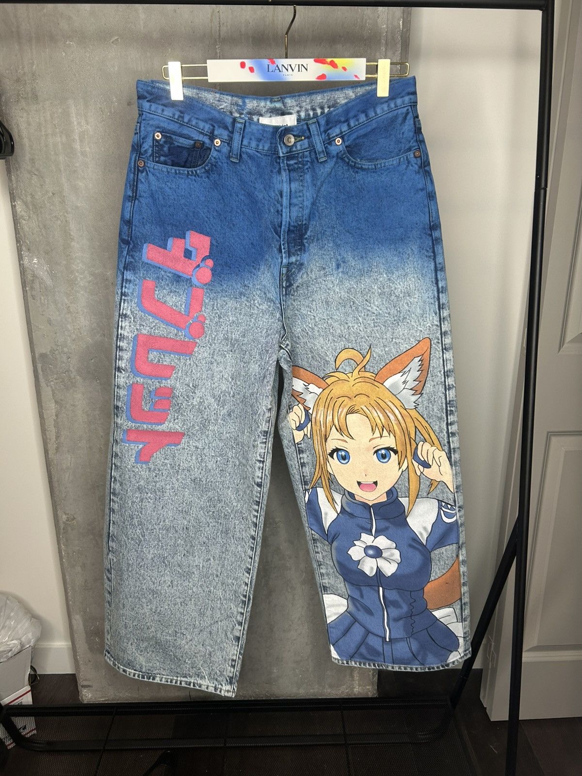 Pre-owned Doublet Grail Anime Hand-painting Denim Pants 1/228 In Blue