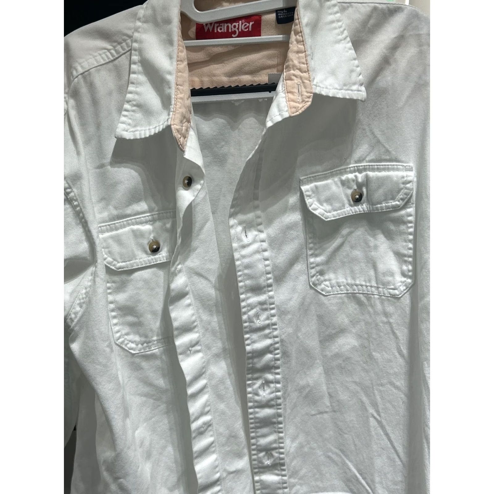 Wrangler Wrangler Shirt Long Sleeve Button-Up Mens Red Label Cotton White L Size US L / EU 52-54 / 3 - 3 Thumbnail