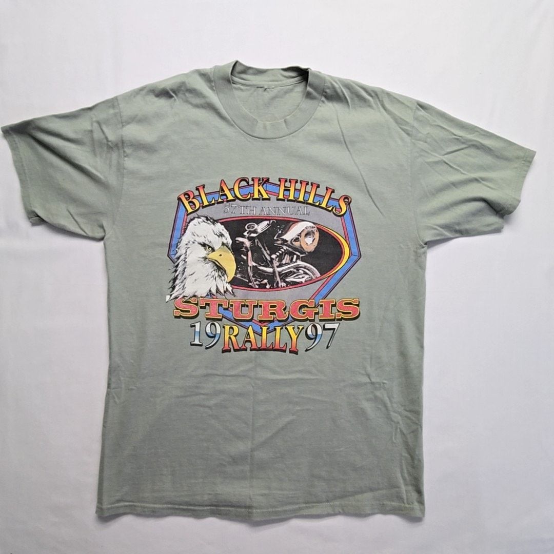 Vintage Vintage Sturgis Rally Shirt Motorcycle Rally Teal XL Tee 90s Size US XL / EU 56 / 4 - 1 Thumbnail