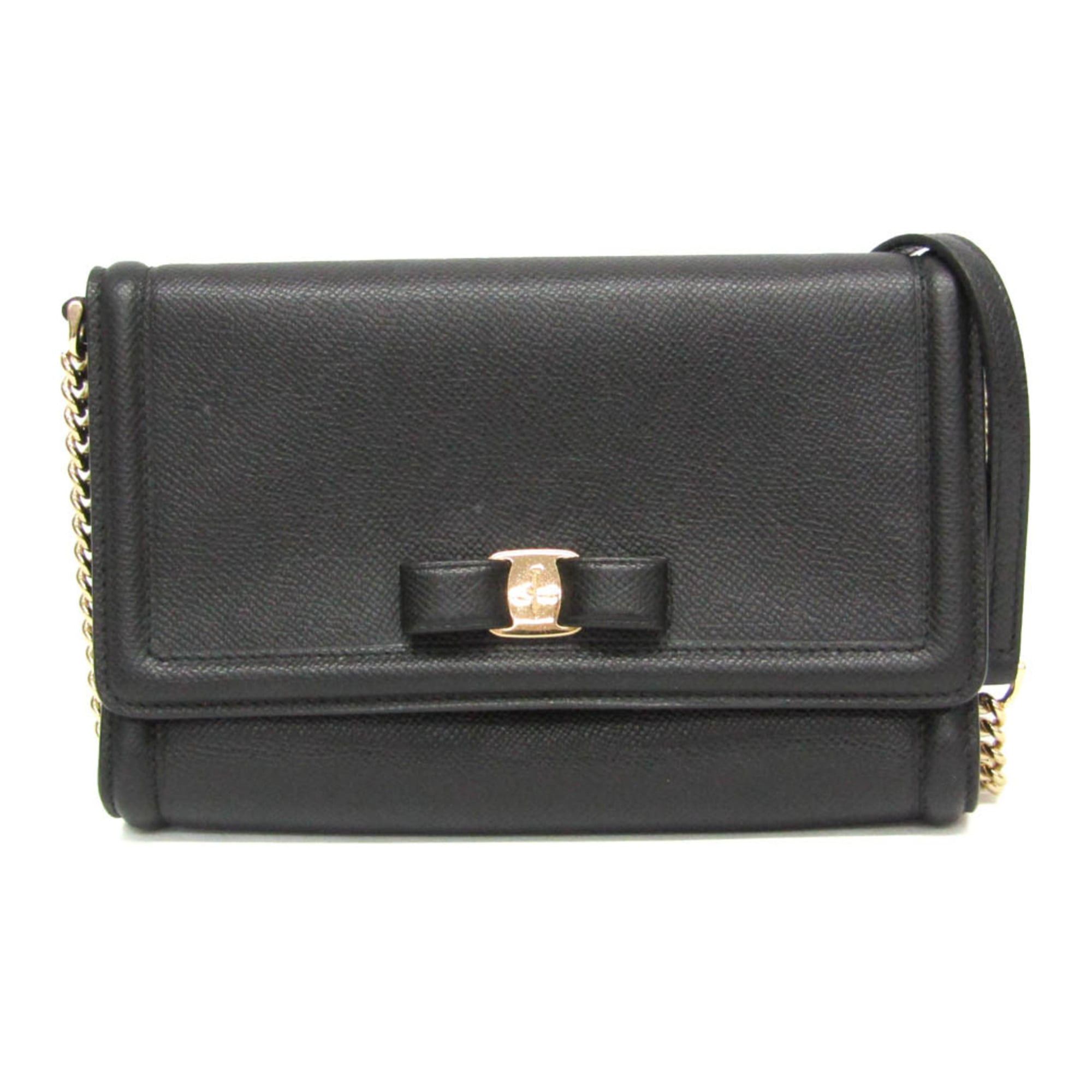 Salvatore Ferragamo Salvatore Ferragamo Vara Small Chain Shoulder Bag AU-21 2976 Women's Leather Clutch Bag,Shoulder Bag Black Size ONE SIZE - 1 Thumbnail