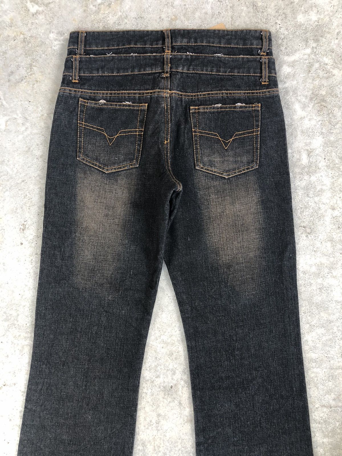 If Six Was Nine Japanese Aqua Flared Jeans Double Waist Distressed Size US 30 / EU 46 - 8 Thumbnail
