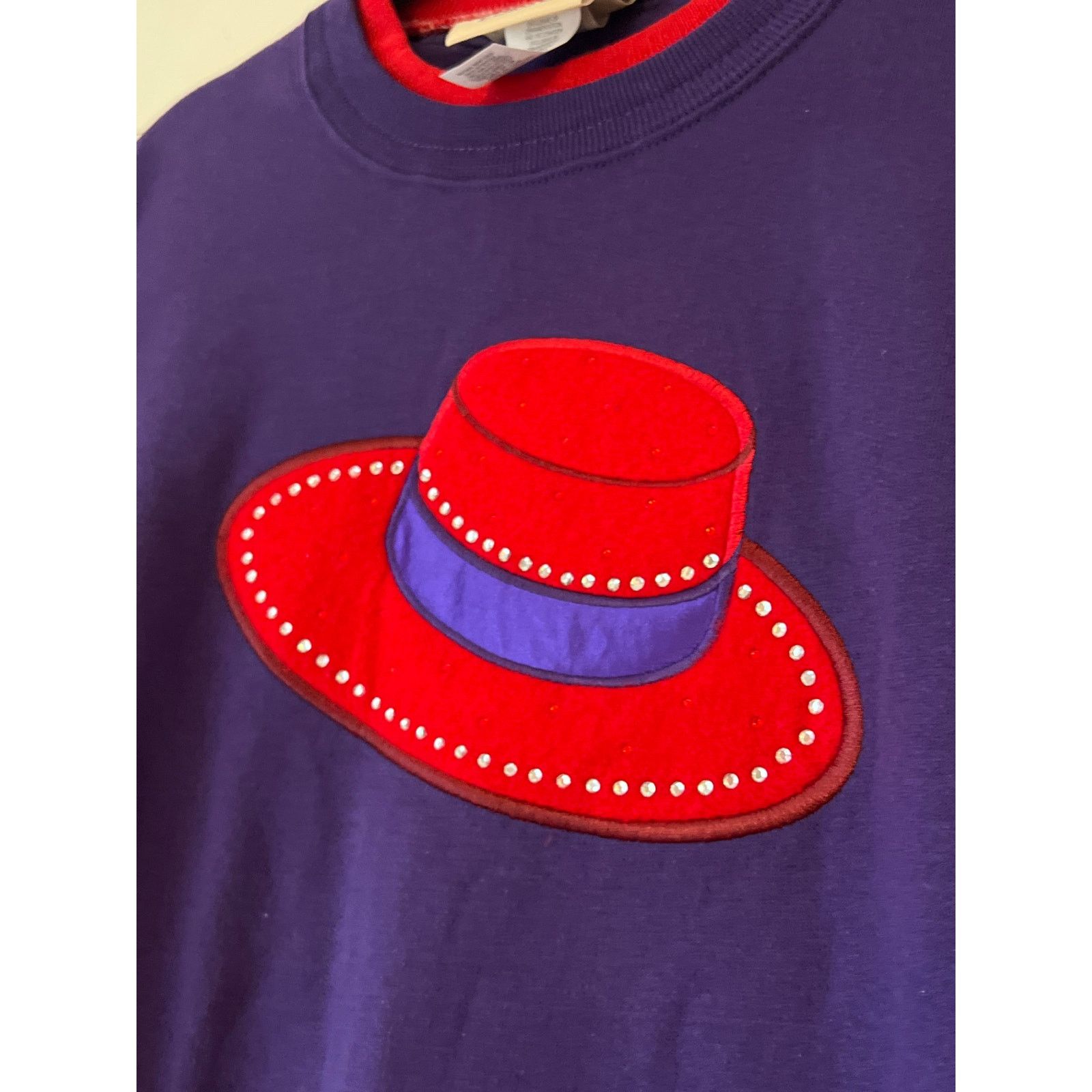 Other Top Stitch Vintage Red Hat Purple Crewneck Sweatshirt XL Size XL / US 12-14 / IT 48-50 - 2 Thumbnail