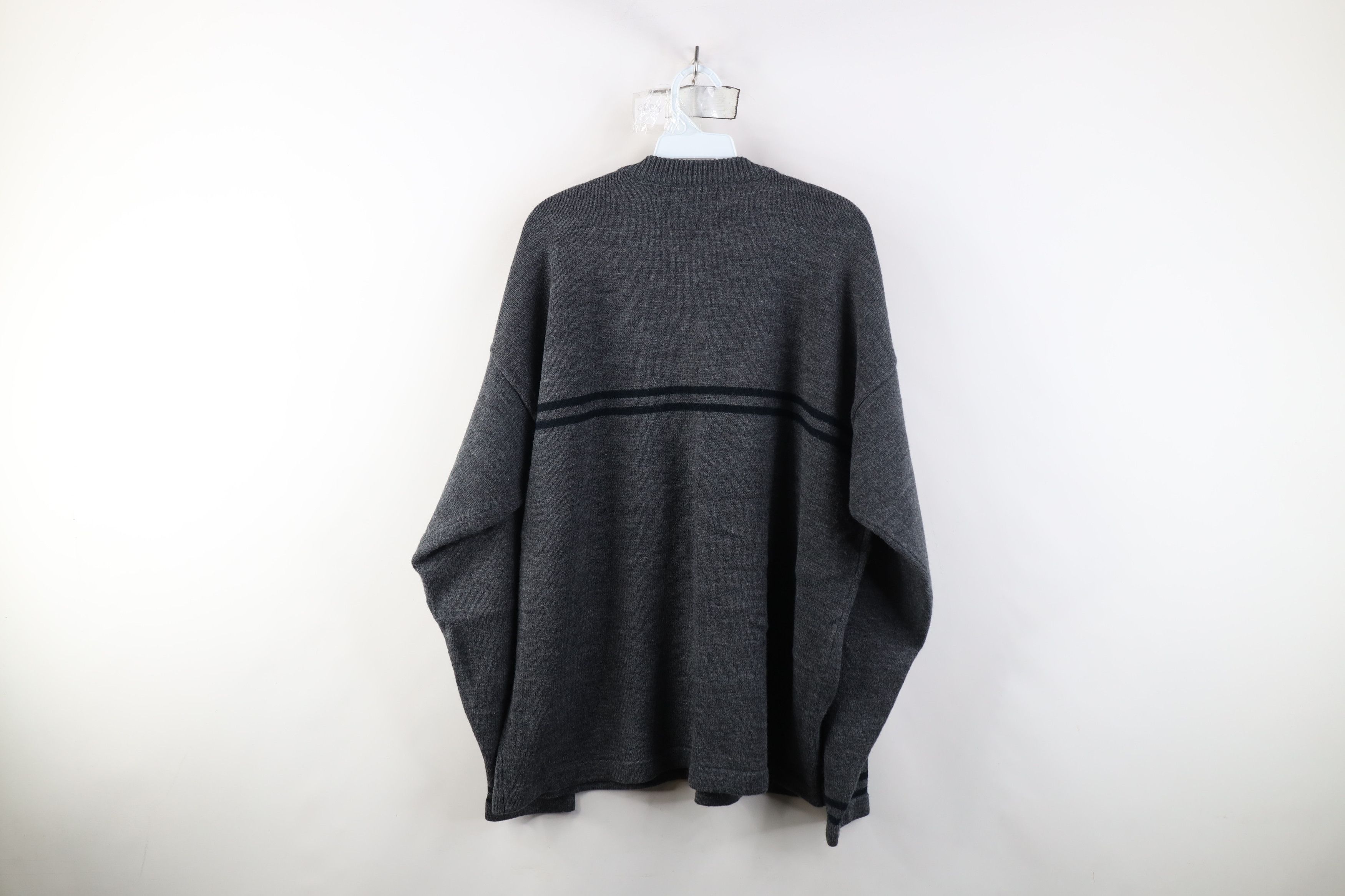 Vintage Vintage 90s Streetwear Ribbed Knit V-Neck Sweater Gray Size US XL / EU 56 / 4 - 8 Thumbnail