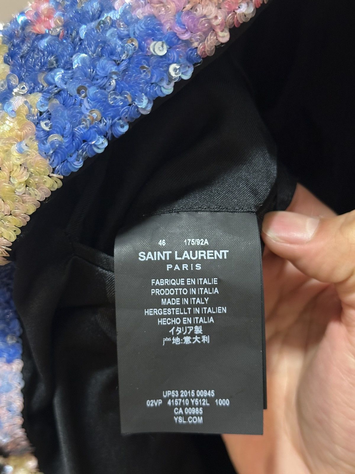Saint Laurent Paris SS16 Sequin Palm Tree Lapel Blazer 46 Size 46R - 6 Thumbnail