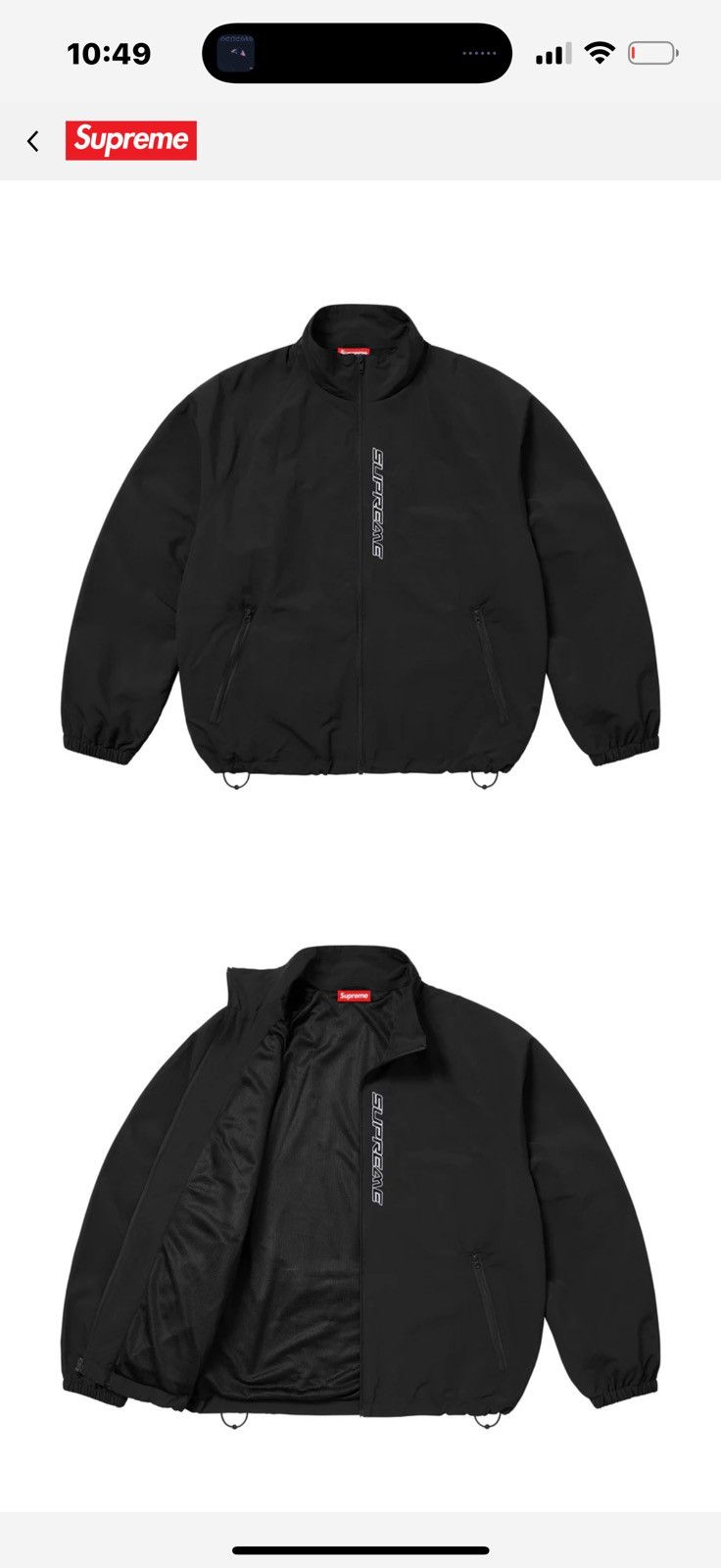 SUPREME CONTRAST ZIP TRACK JACKET BLACK(SS25)
