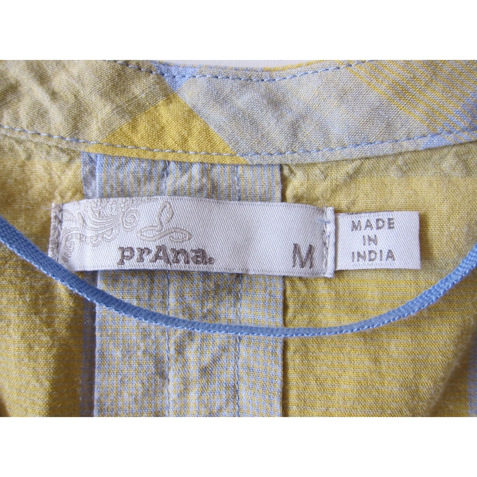 Prana prAna 100% Cotton Yellow Grey Plaid V-Neck Long Sleeve Tunic Blouse M Size M / US 6-8 / IT 42-44 - 4 Thumbnail