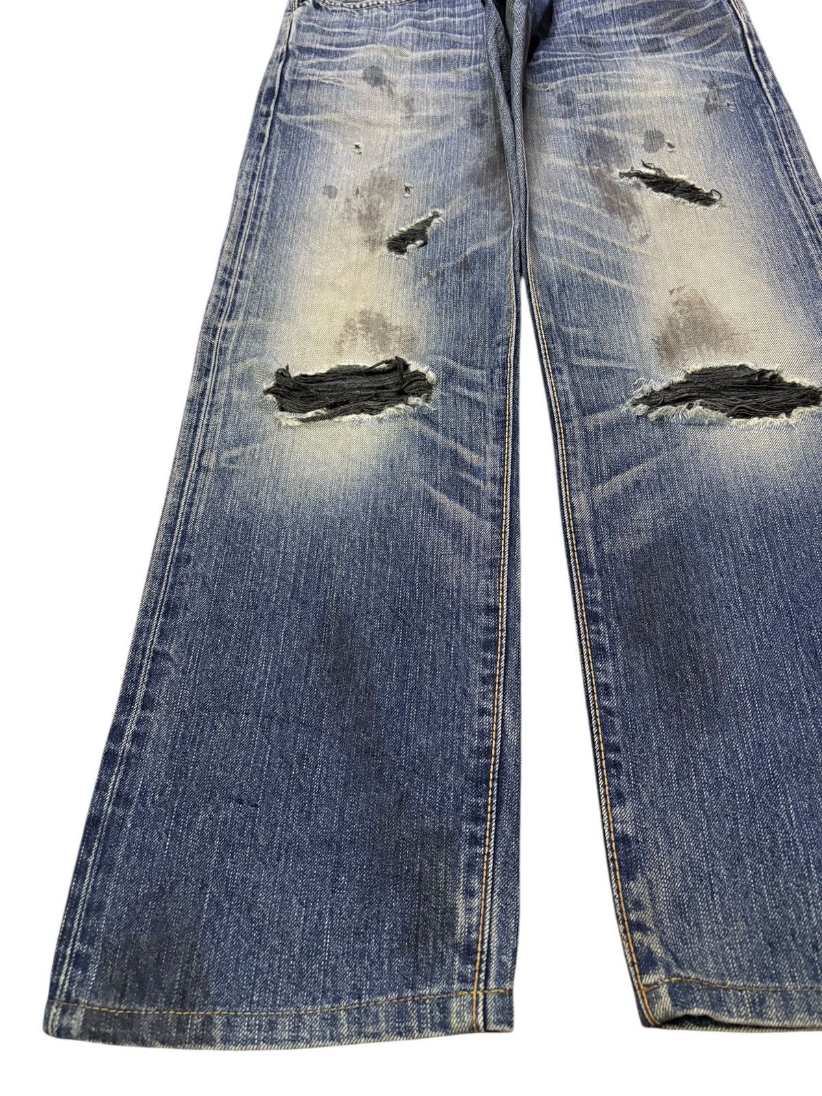 Edwin Vintage Japanese Edwin Moon Raker Mud Wash Rip Loose Jeans Size US 30 / EU 46 - 6 Thumbnail
