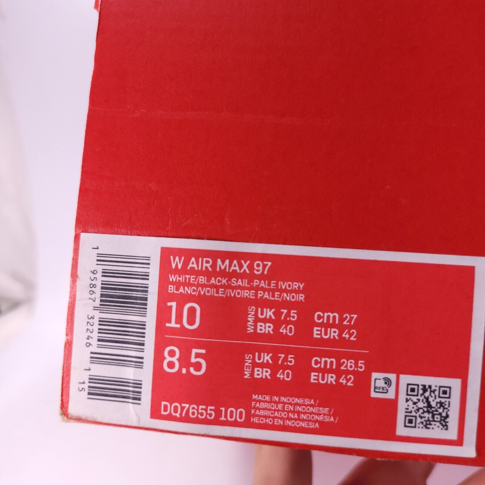 Nike Nike Air Max 97 Shoe Womens Size 10 DQ7655-100 White Pink Size US 10 / IT 40 - 9 Thumbnail