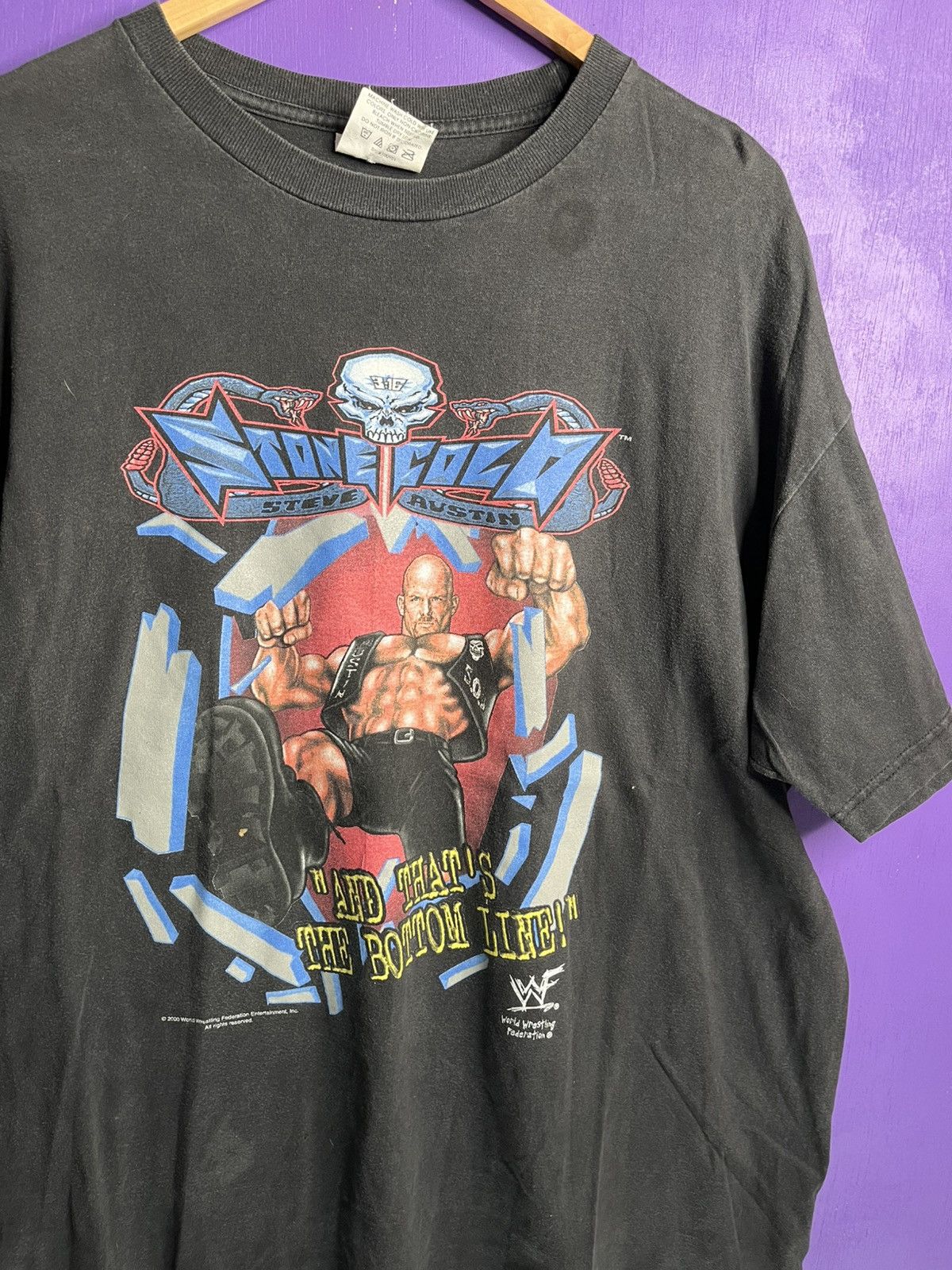 Vintage × WWF Vintage 2000 WWF Stone cold bottom line t-shirt Size US XL / EU 56 / 4 - 3 Thumbnail