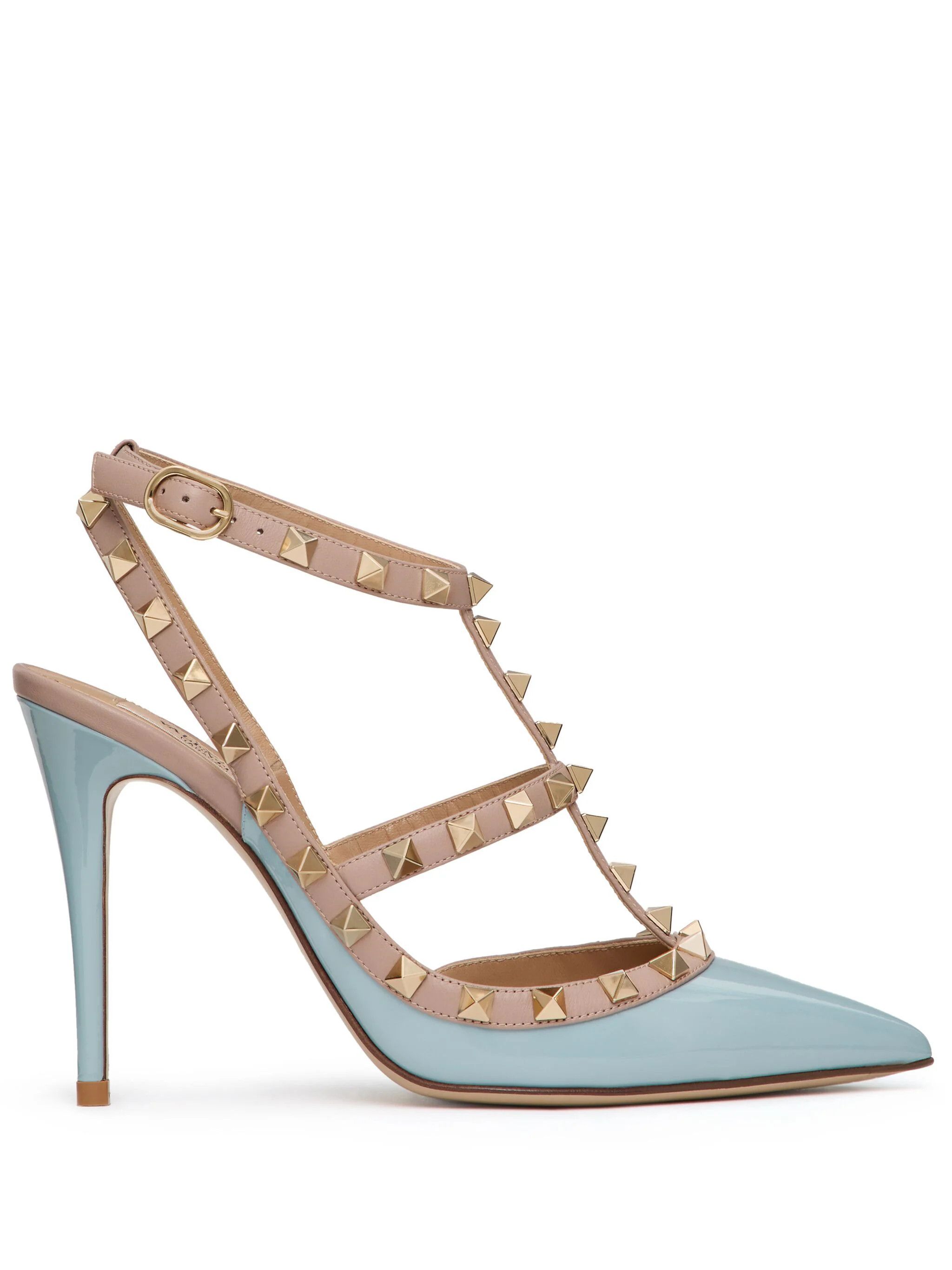 Valentino o1s22i1n0924 Rockstud Slingback Pumps in Beige & Light Blue Size US 8 / IT 38 - 1 Thumbnail