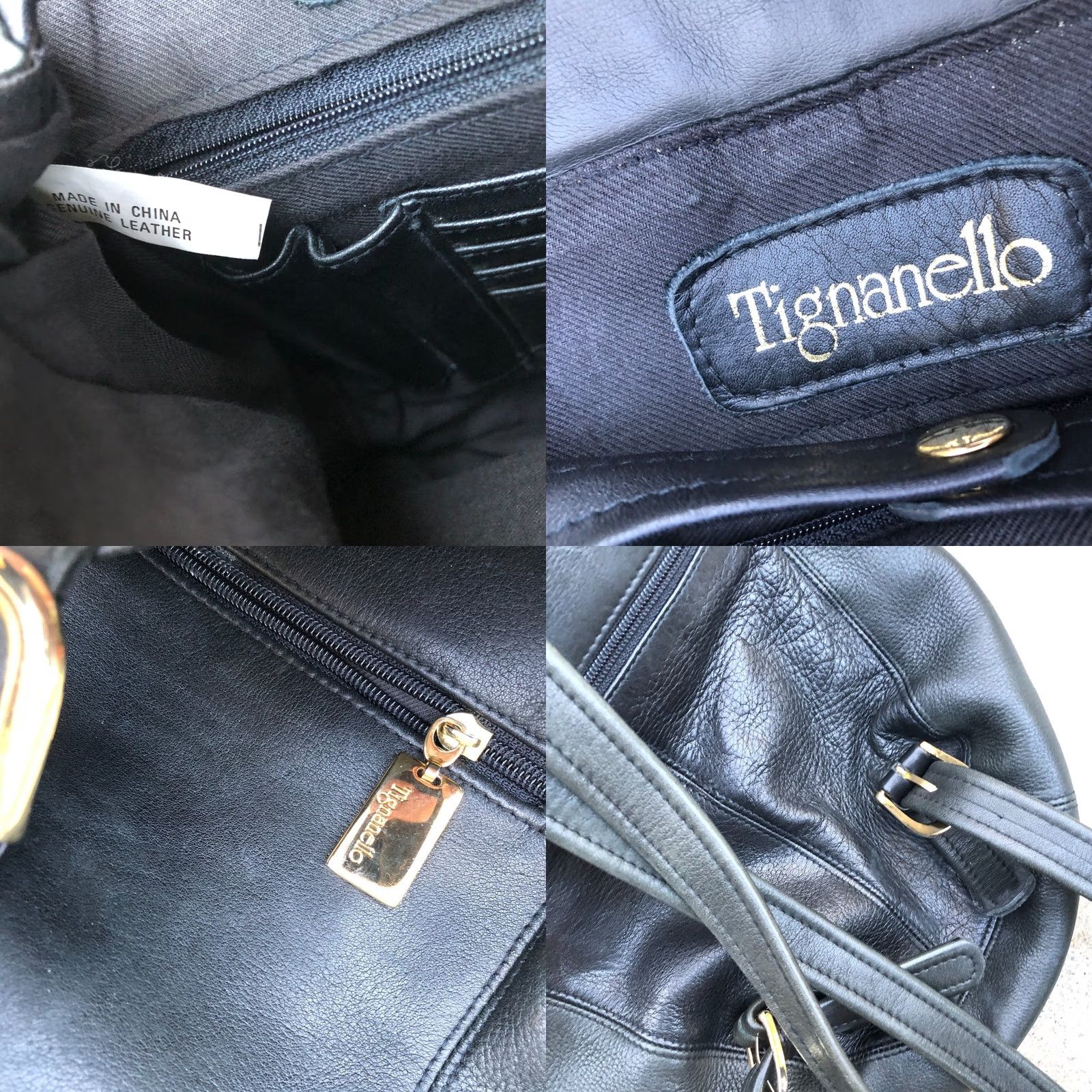 Vintage TIGNANELLO Buckle Leather Backpack Women's Black Bag Size ONE SIZE - 8 Thumbnail
