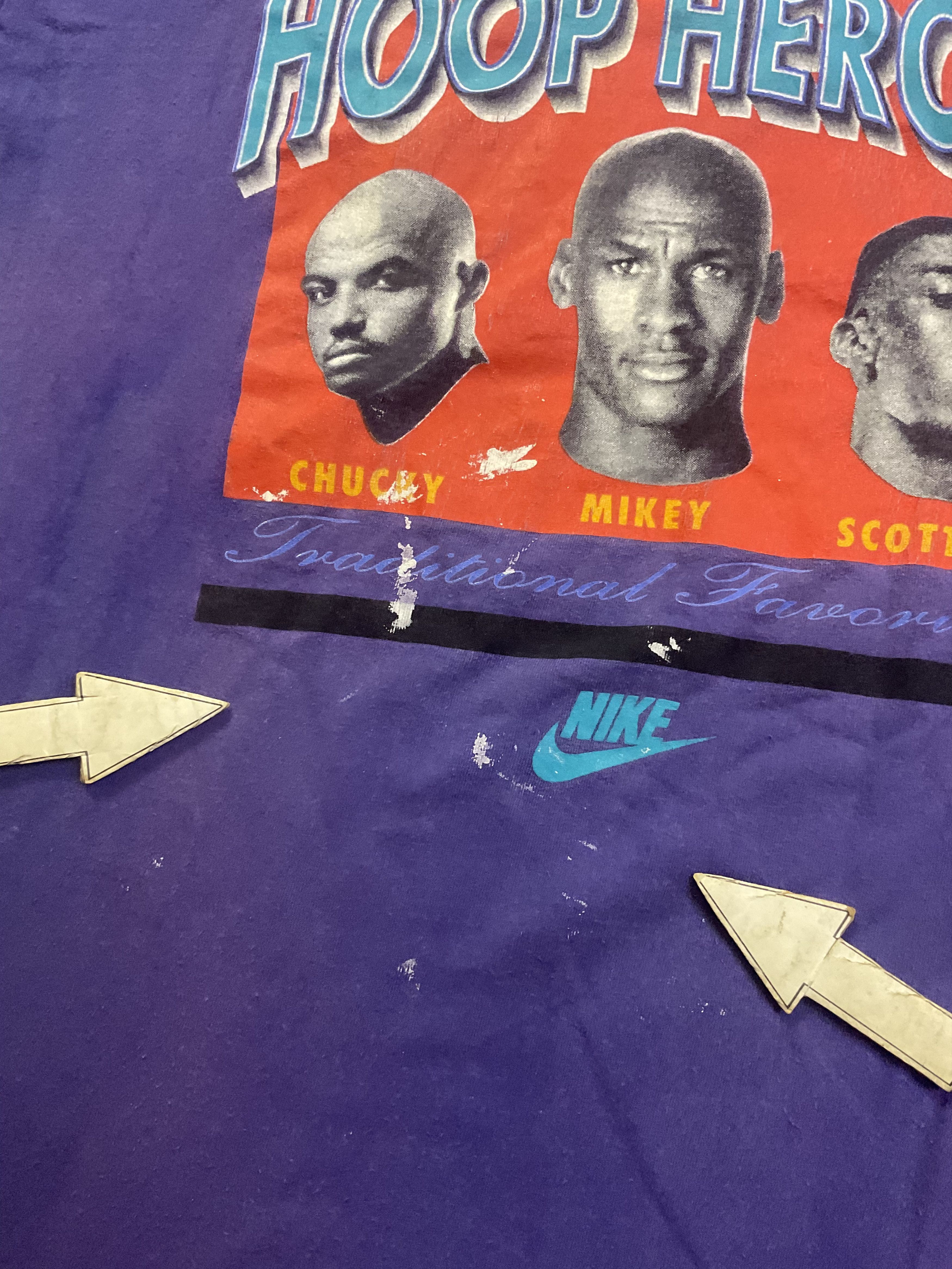 NBA Vintage 90s NIKE Hoop Heroes Jordan Barkley Pippen T-Shirt Size US L / EU 52-54 / 3 - 6 Thumbnail