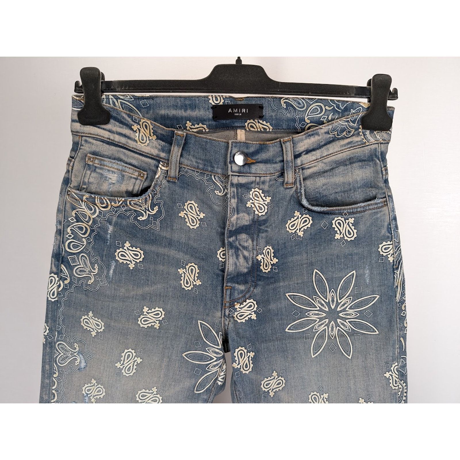 Amiri o1rshd1 Q:2 / Flocked Bandana Jeans in Clay Indigo Size US 31 - 11 Thumbnail