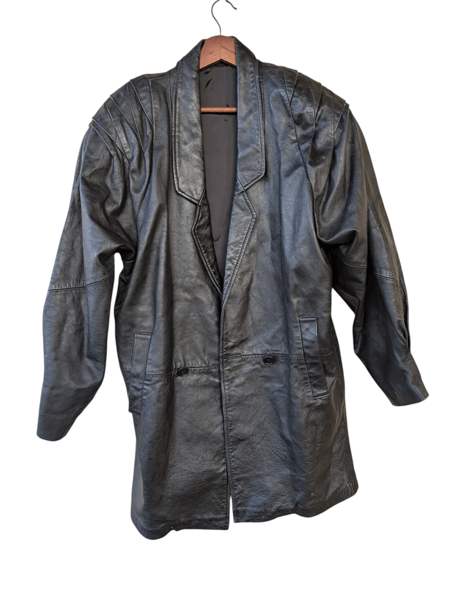 Japanese Brand Vintage Leather Long Jacket Size US XL / EU 56 / 4 - 1 Thumbnail