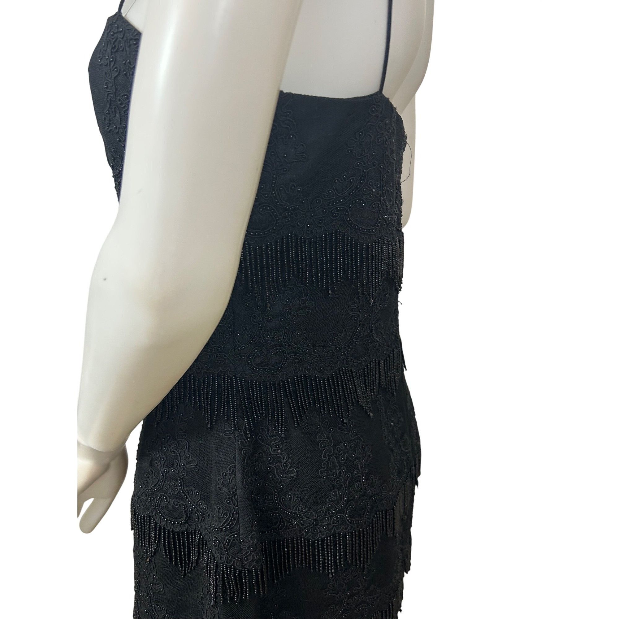 Other Carmen Marc Valvo Black Dress 8 Sheath Flapper Style Tiered Size M / US 6-8 / IT 42-44 - 17 Thumbnail