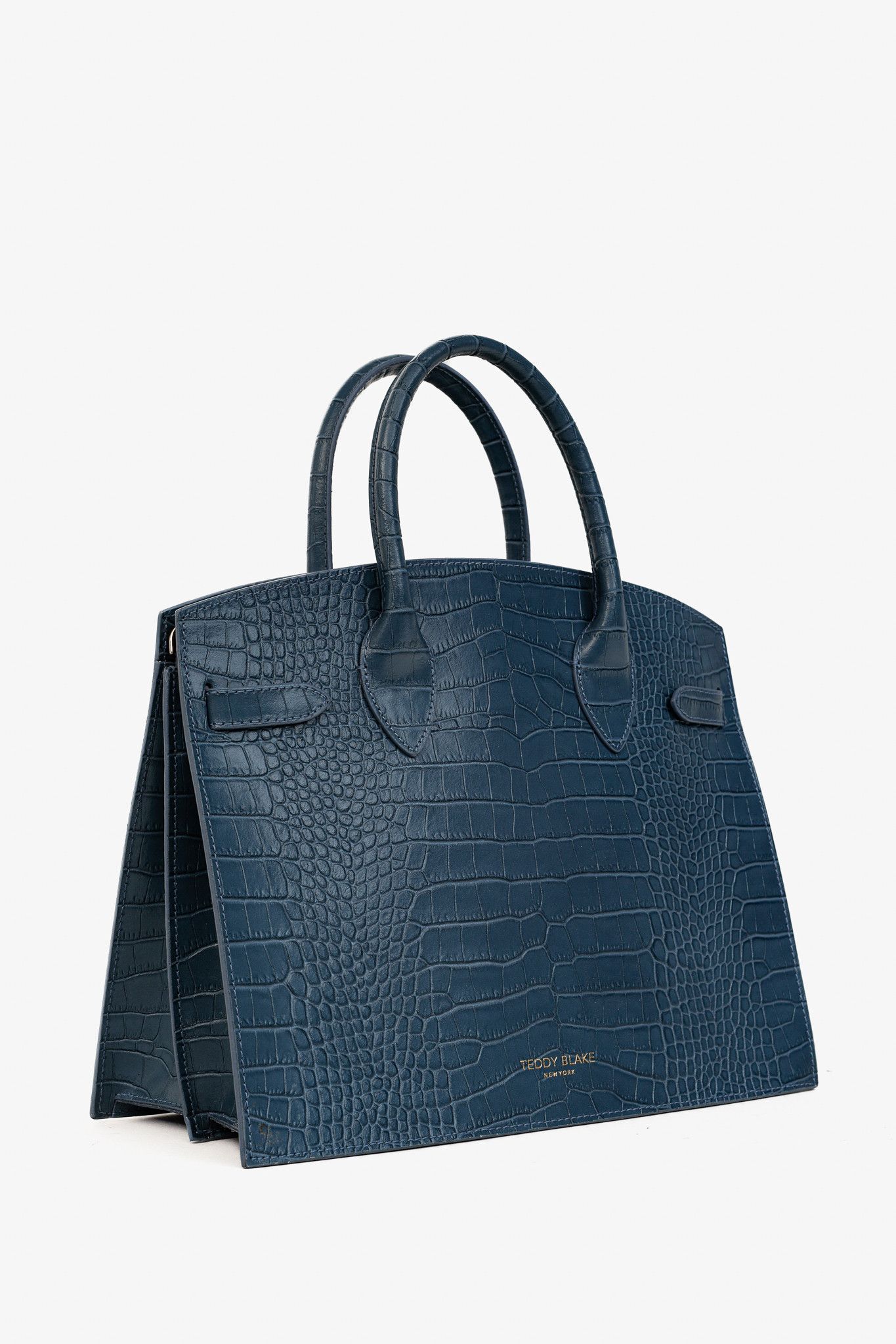 Designer Teddy Blake Kate Croco 12" Blue Leather Tote Size ONE SIZE - 2 Thumbnail