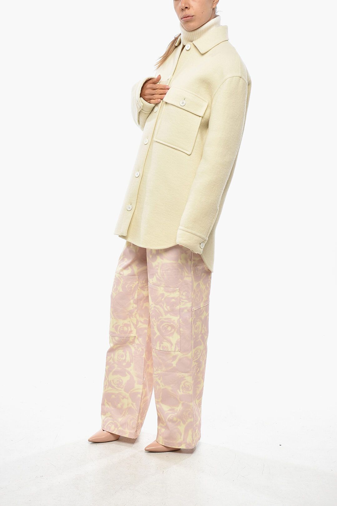 Jil Sander og1mm1225 Virgin Wool Oversized Coat in Yellow Size S / US 4 / IT 40 - 4 Thumbnail