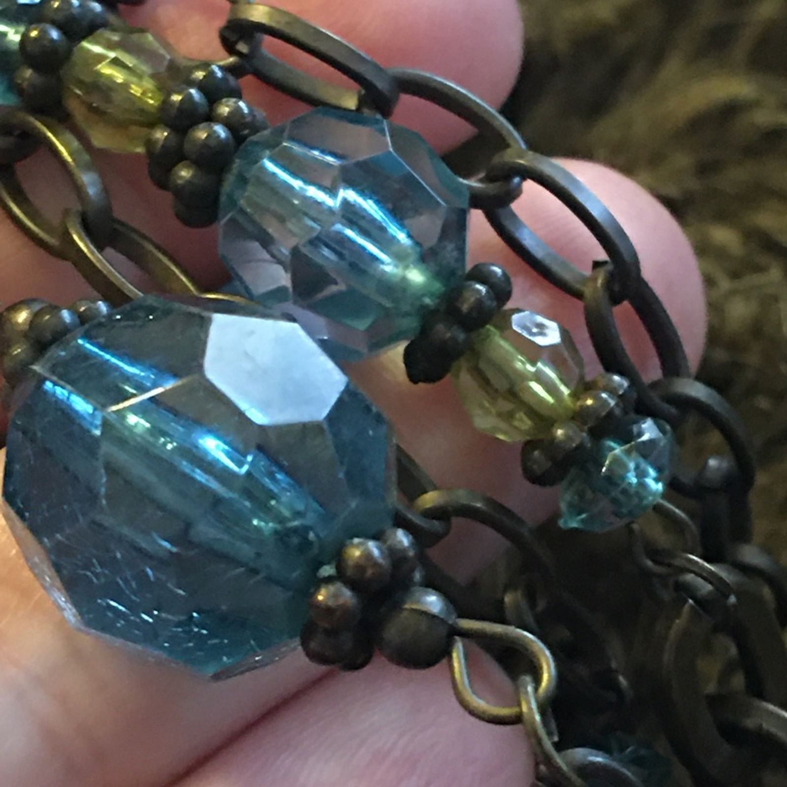 Vintage Vintage crackle glass bead brass tone necklace Size ONE SIZE - 9 Thumbnail