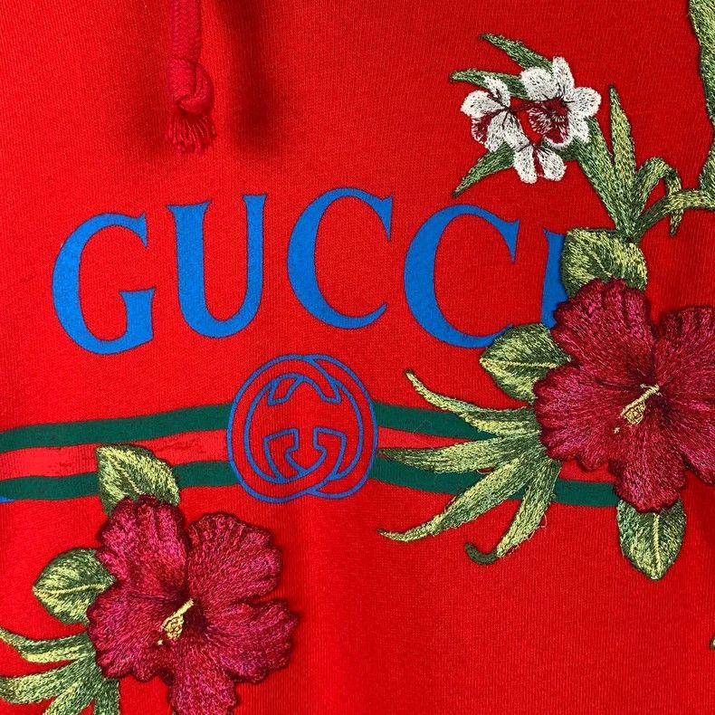 Gucci Gucci Red floral embroidered hooded drawstring cotton long- Size US S / EU 44-46 / 1 - 5 Thumbnail