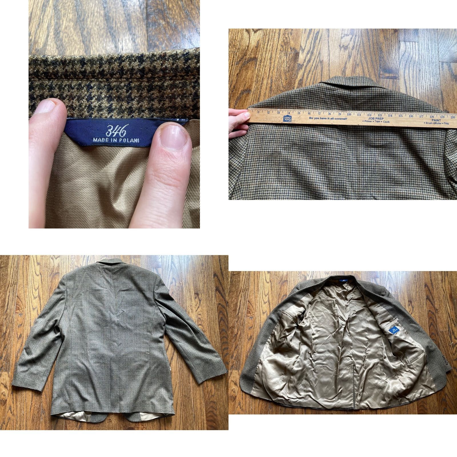Brooks Brothers VINTAGE Brooks Brothers Mens Beige Houndstooth Lambswool Jacket Blazer Sport Coat 44R Size 44R - 8 Thumbnail